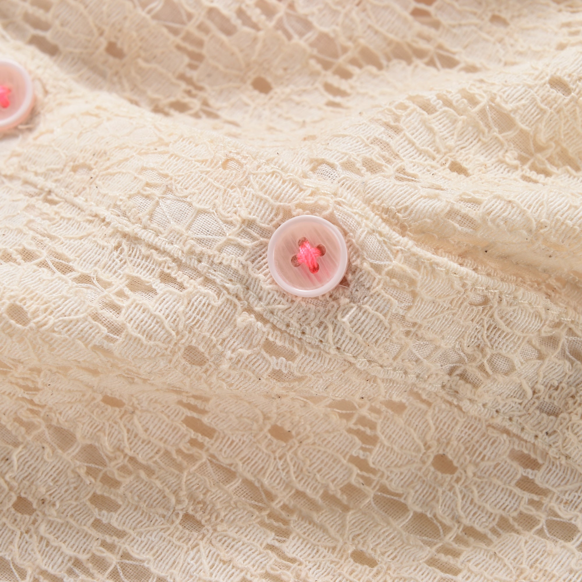 Girls Cream Flower Lace Blouse