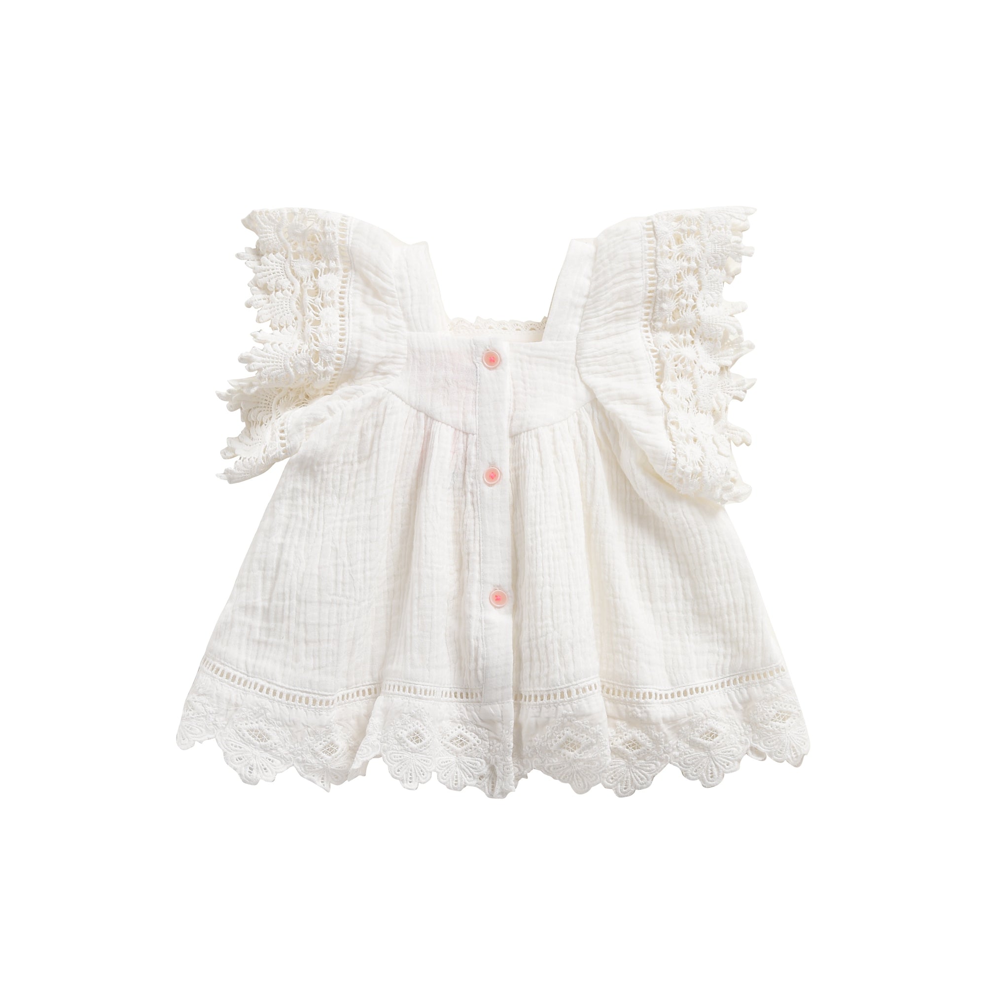 Girls White Cotton Dress
