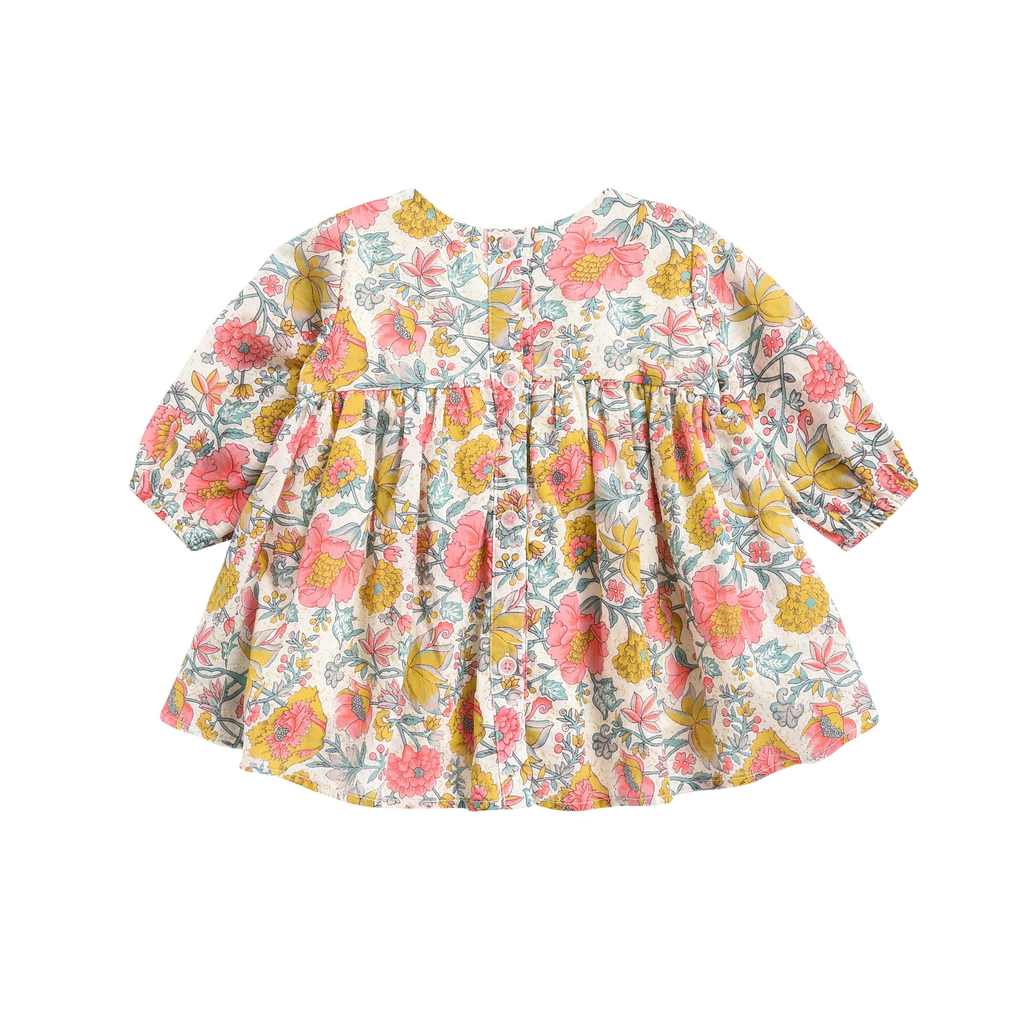 Girls Multi Flowers Cotton Dress