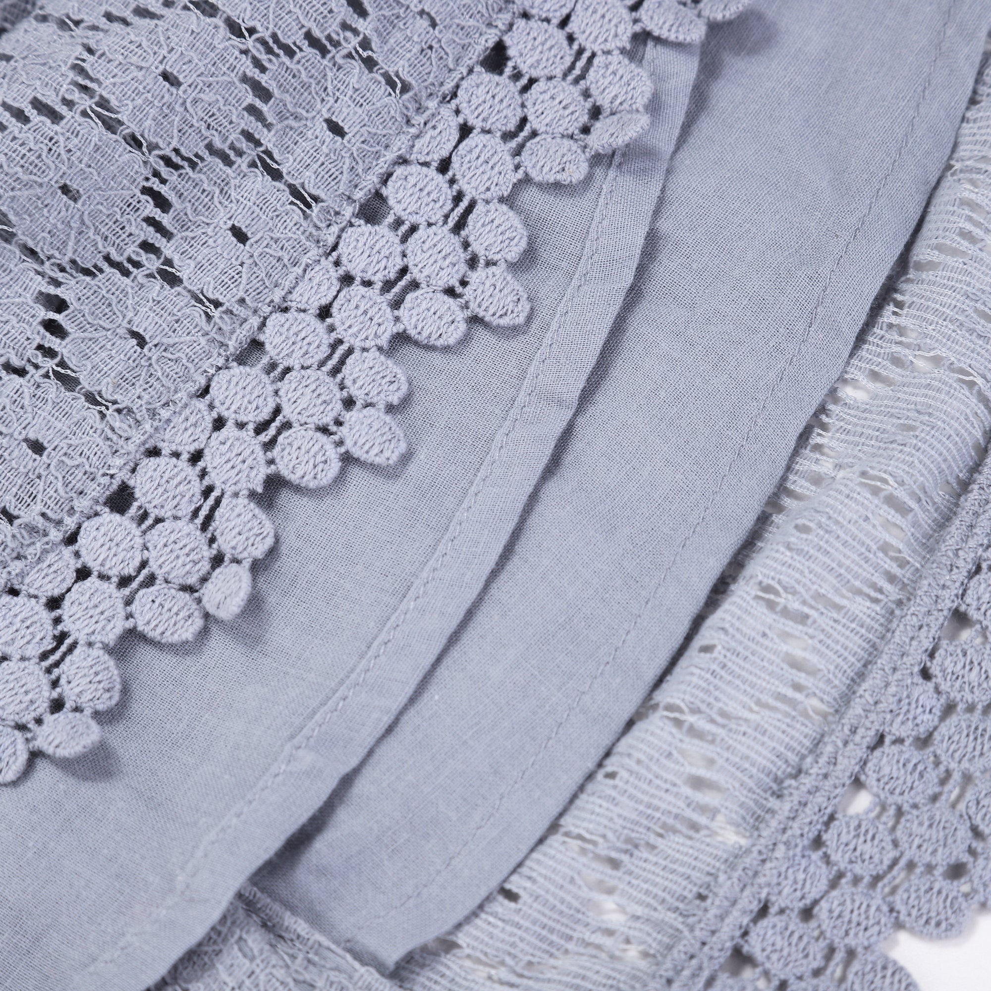 Girls Silver Cloud Flower Lace Cotton Dress