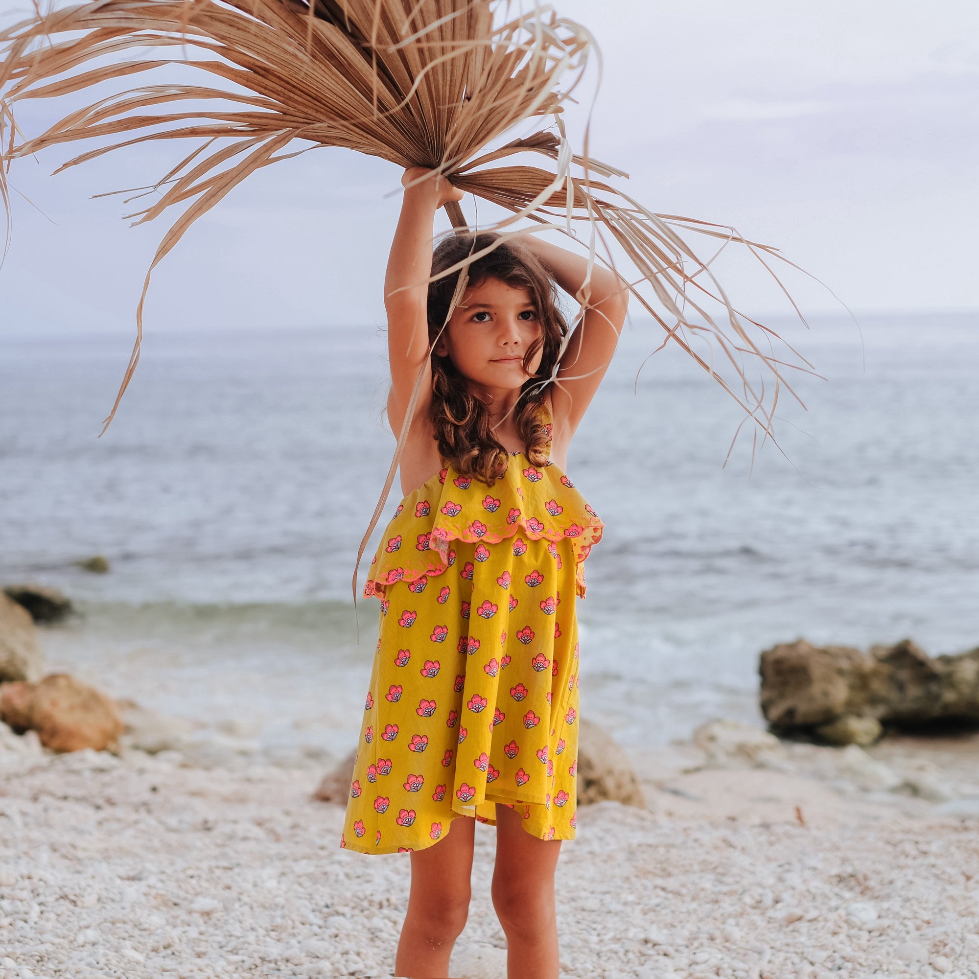 Girls Safran Flowers Cotton Dress