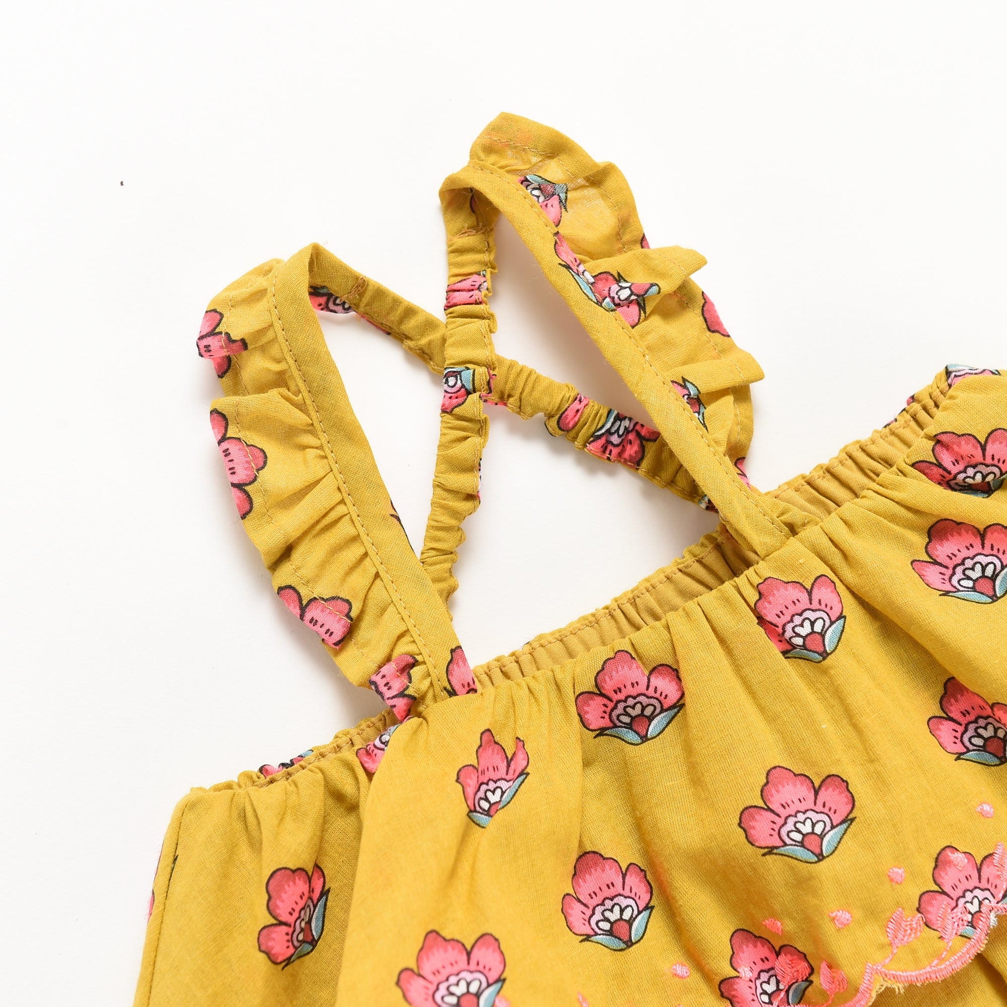 Girls Safran Flowers Cotton Dress