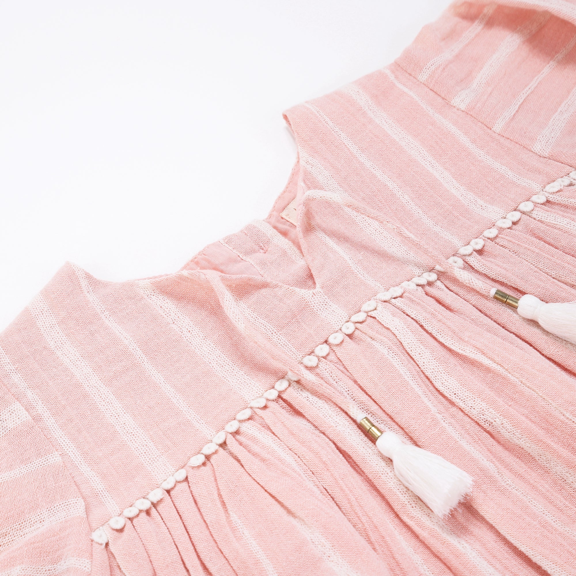 Girls Blush Stripes Cotton Dress