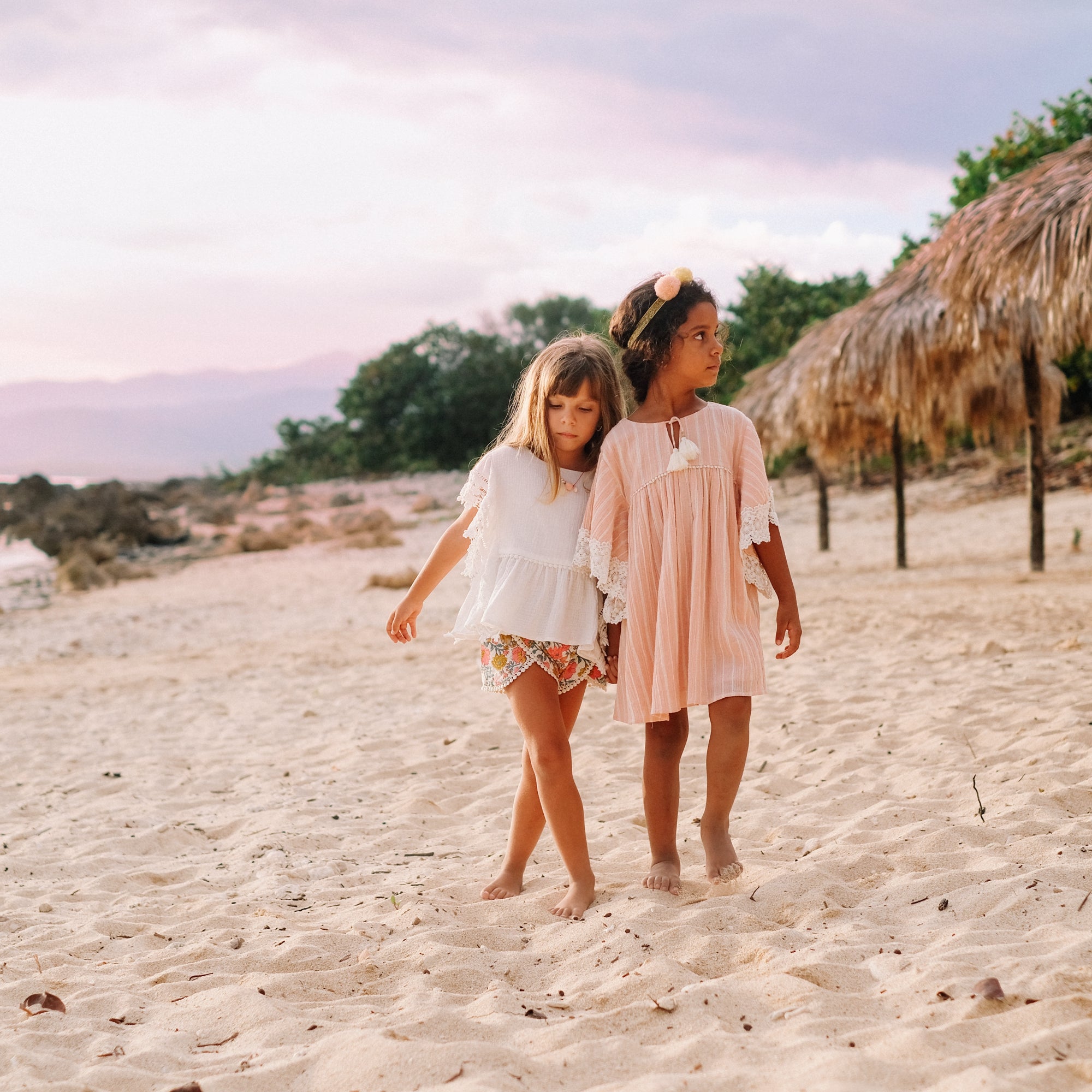 Girls Blush Stripes Cotton Dress