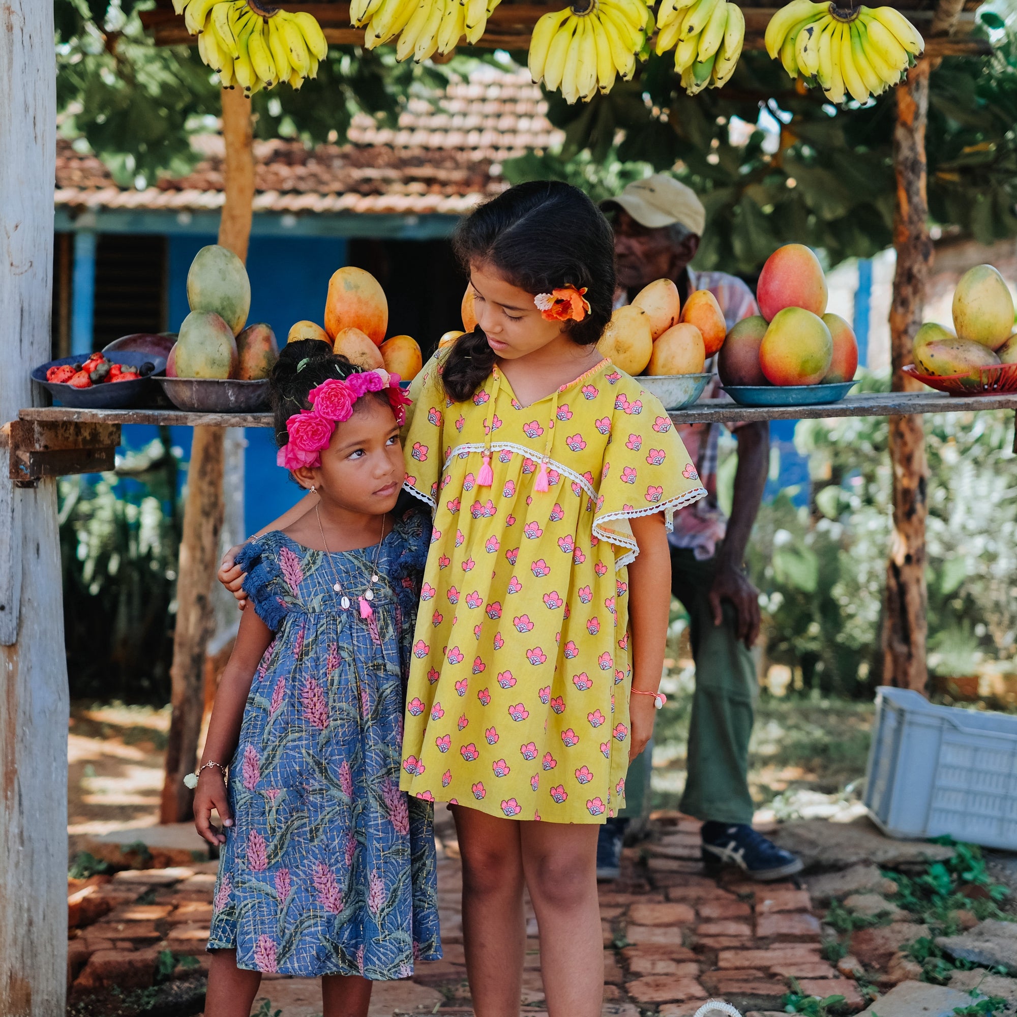 Girls Safran Flowers Cotton Dress