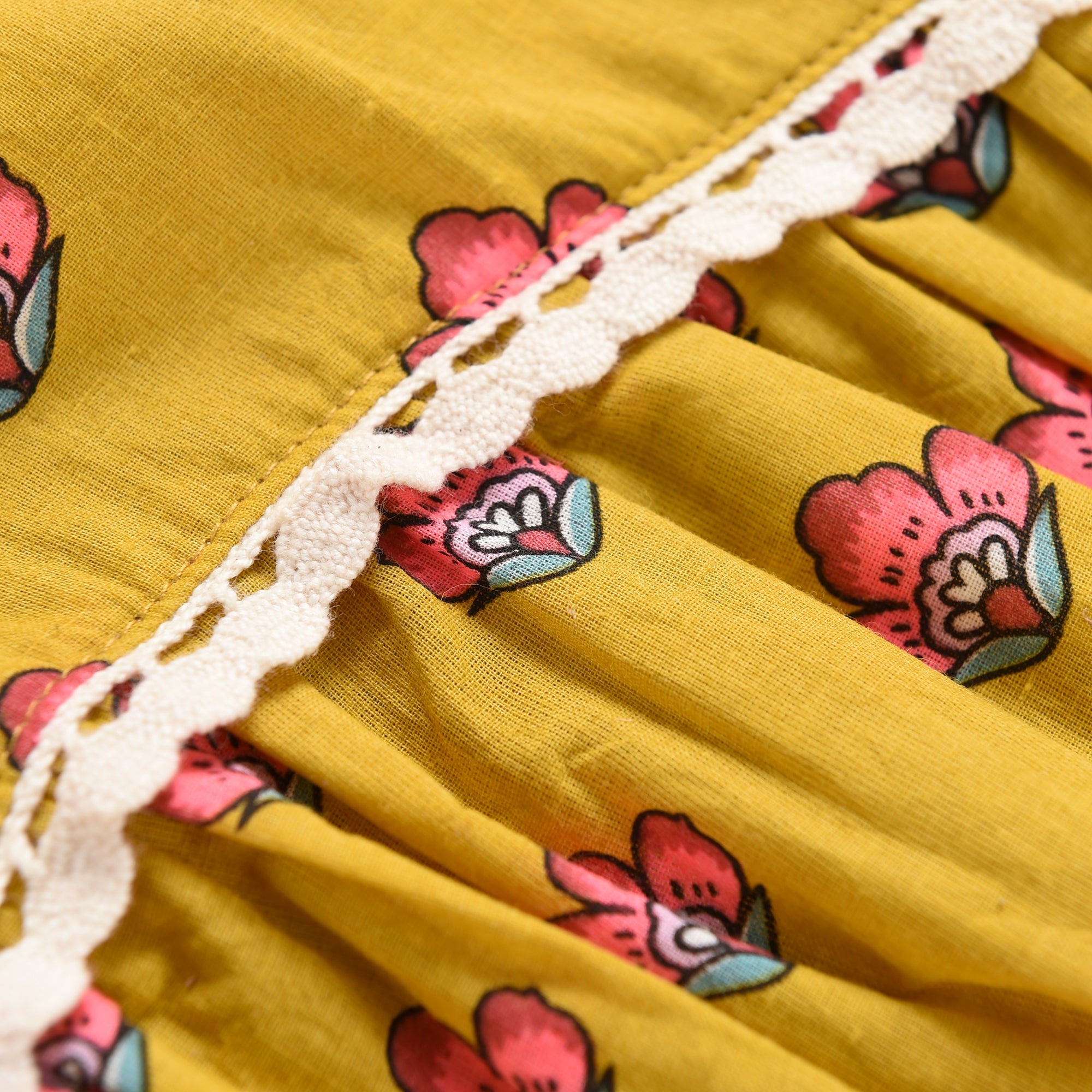 Girls Safran Flowers Cotton Dress