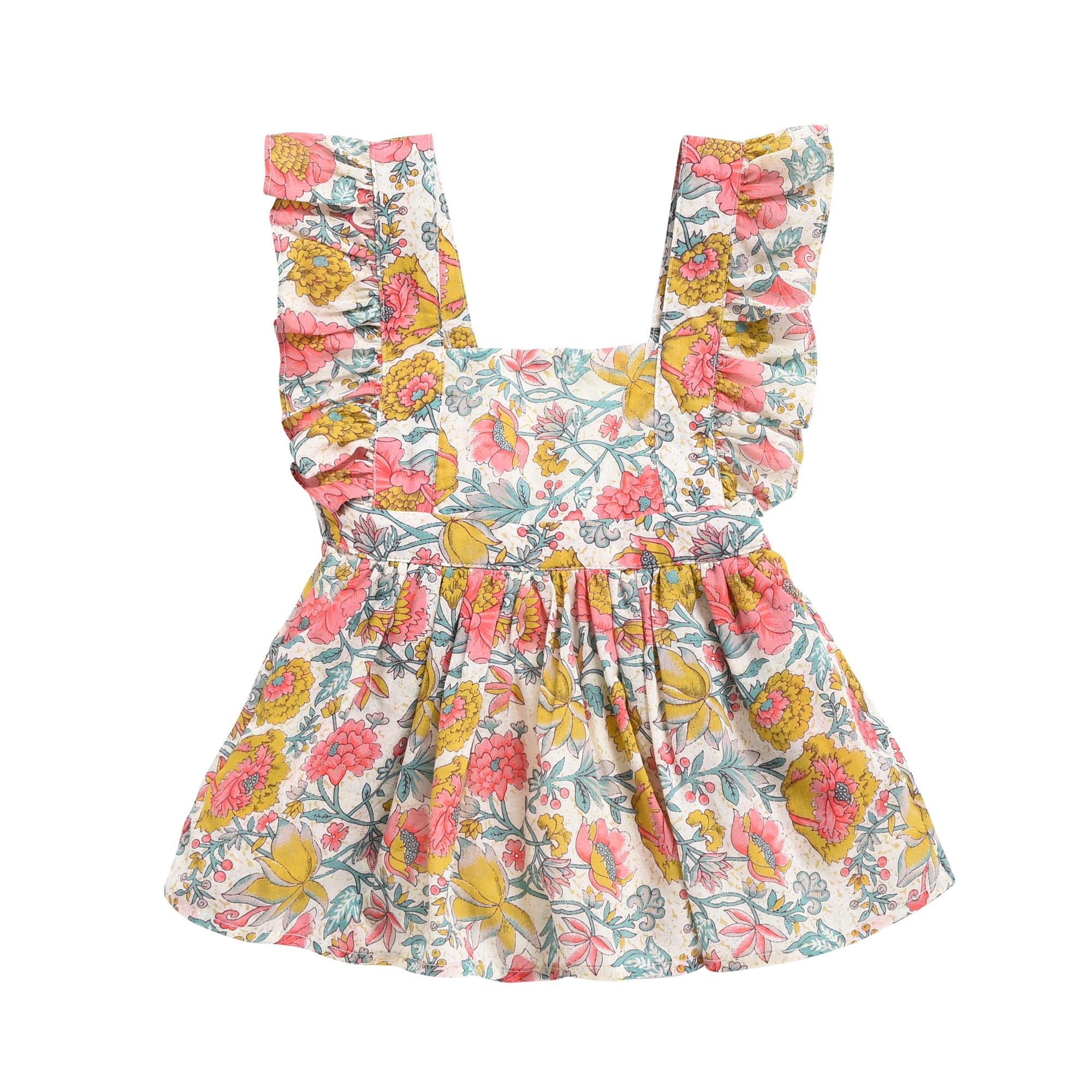 Girls Multi Flowers Cotton Dress