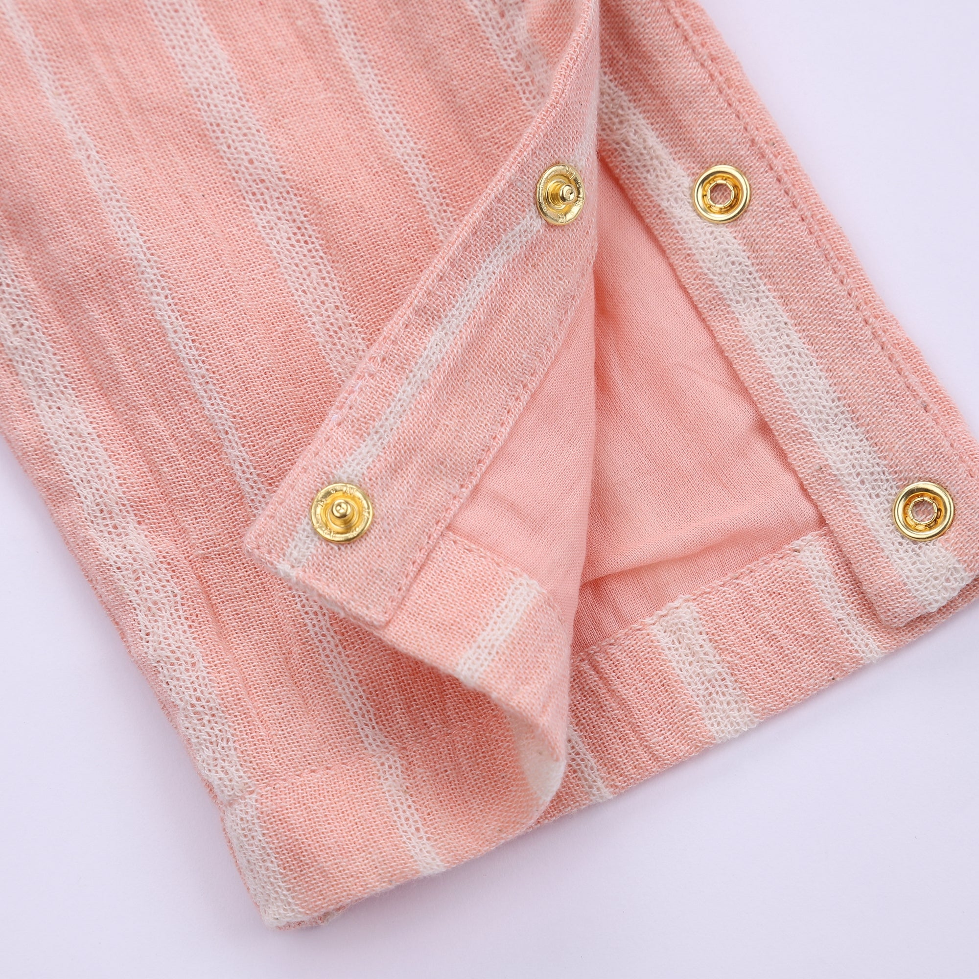 Girls Blush Stripes Cotton Overalls