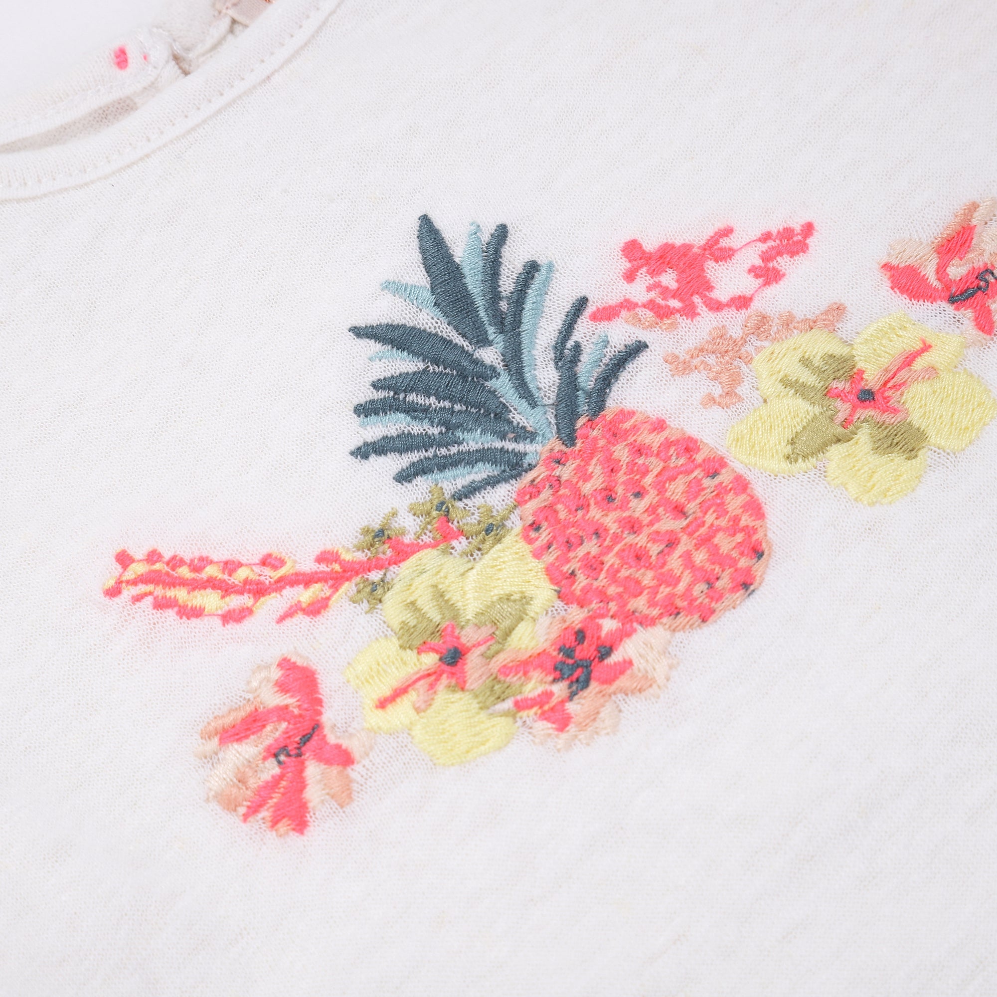 Girls White Embroidered T-shirt