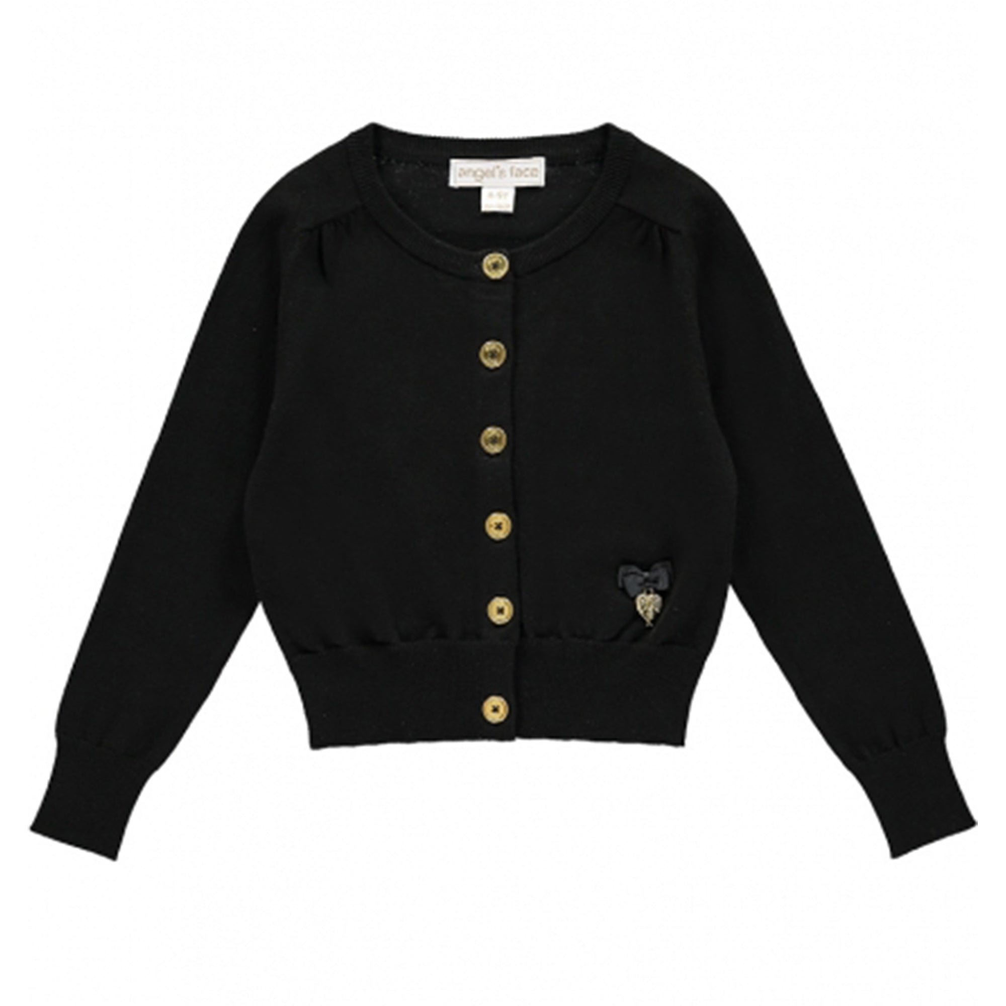 Girls Black Cotton Knitted Cardigan