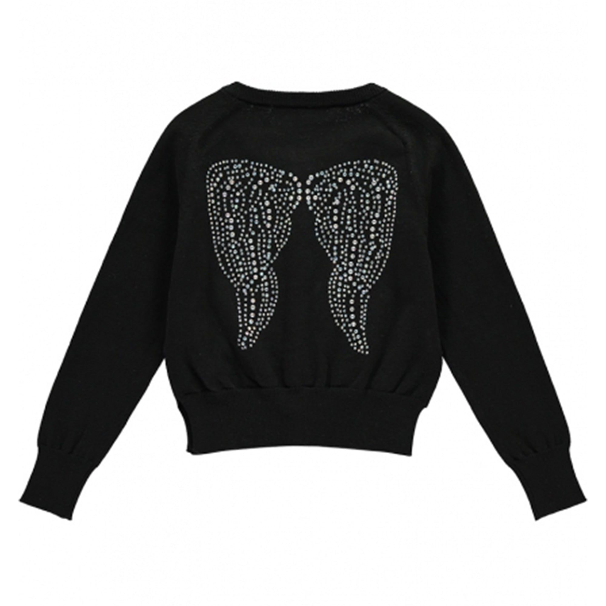 Girls Black Cotton Knitted Cardigan