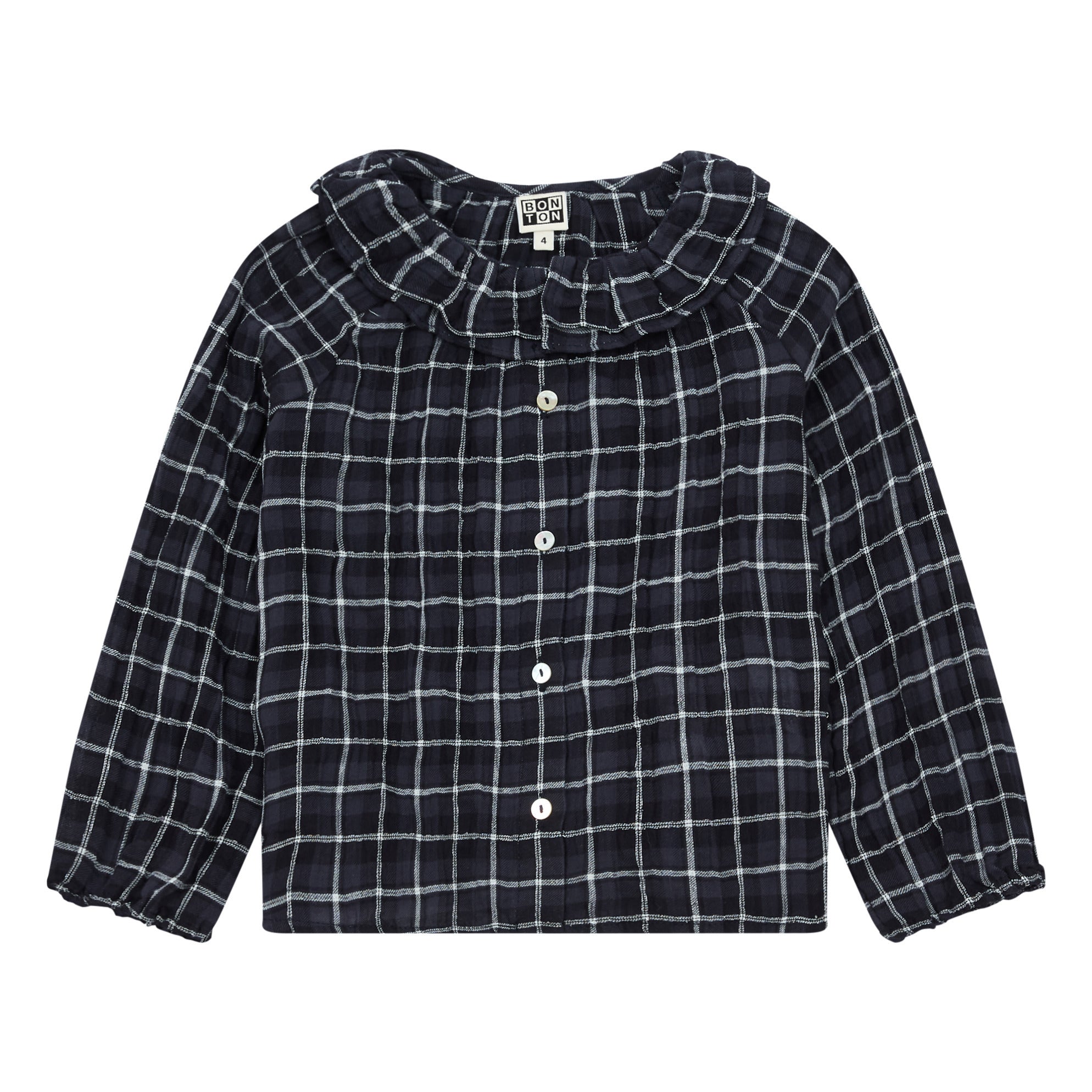 Girls Black Check Blouse