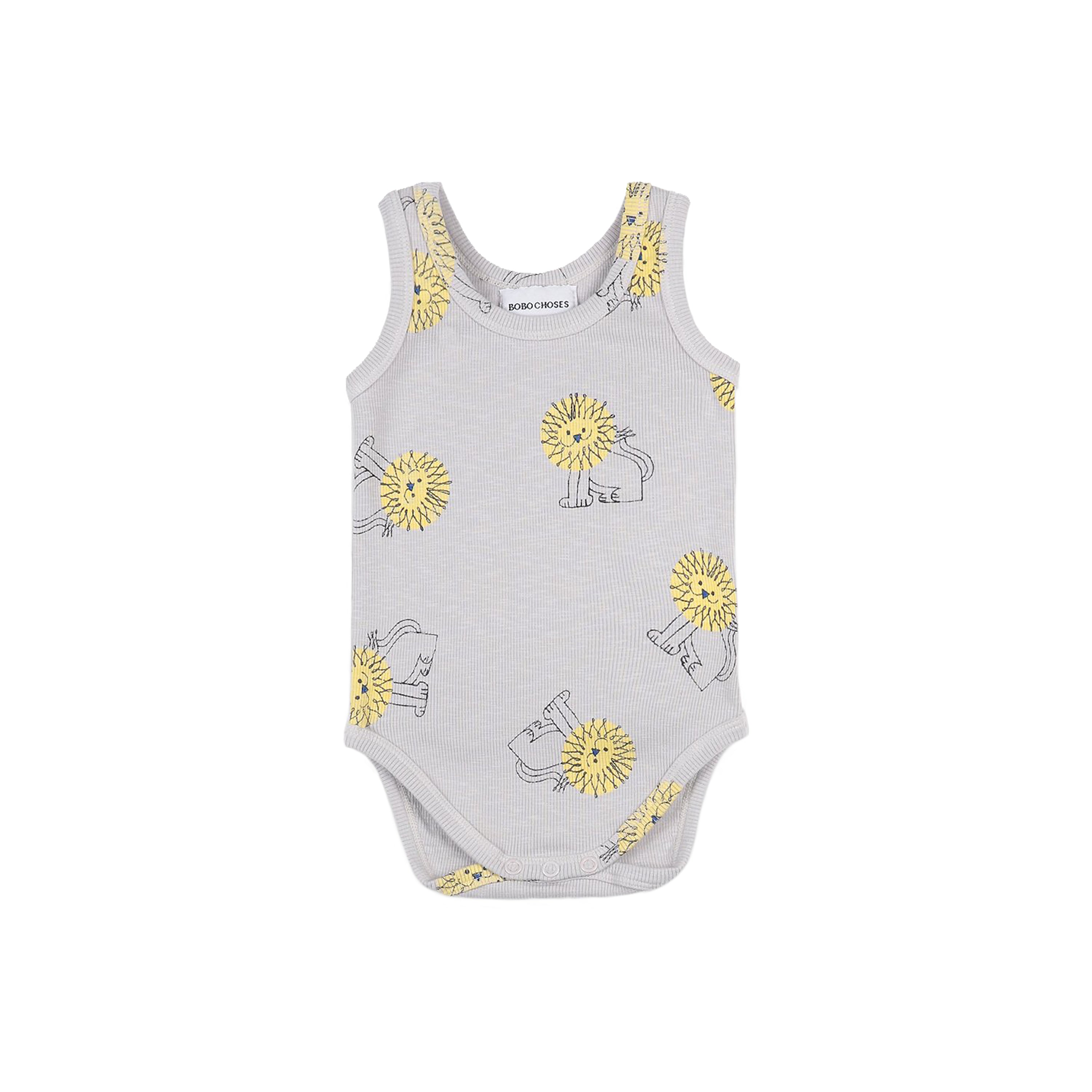 Baby Girls Grey Lion Cotton Babysuit