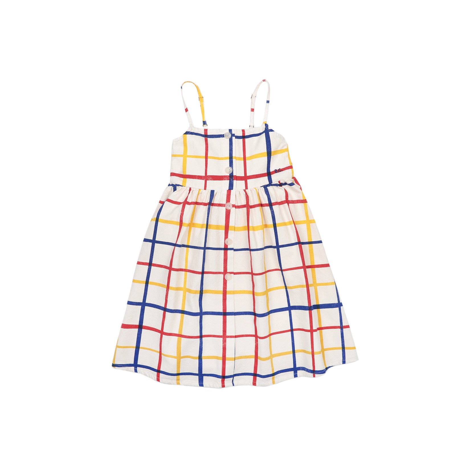 Girls Cream Check Cotton Dress
