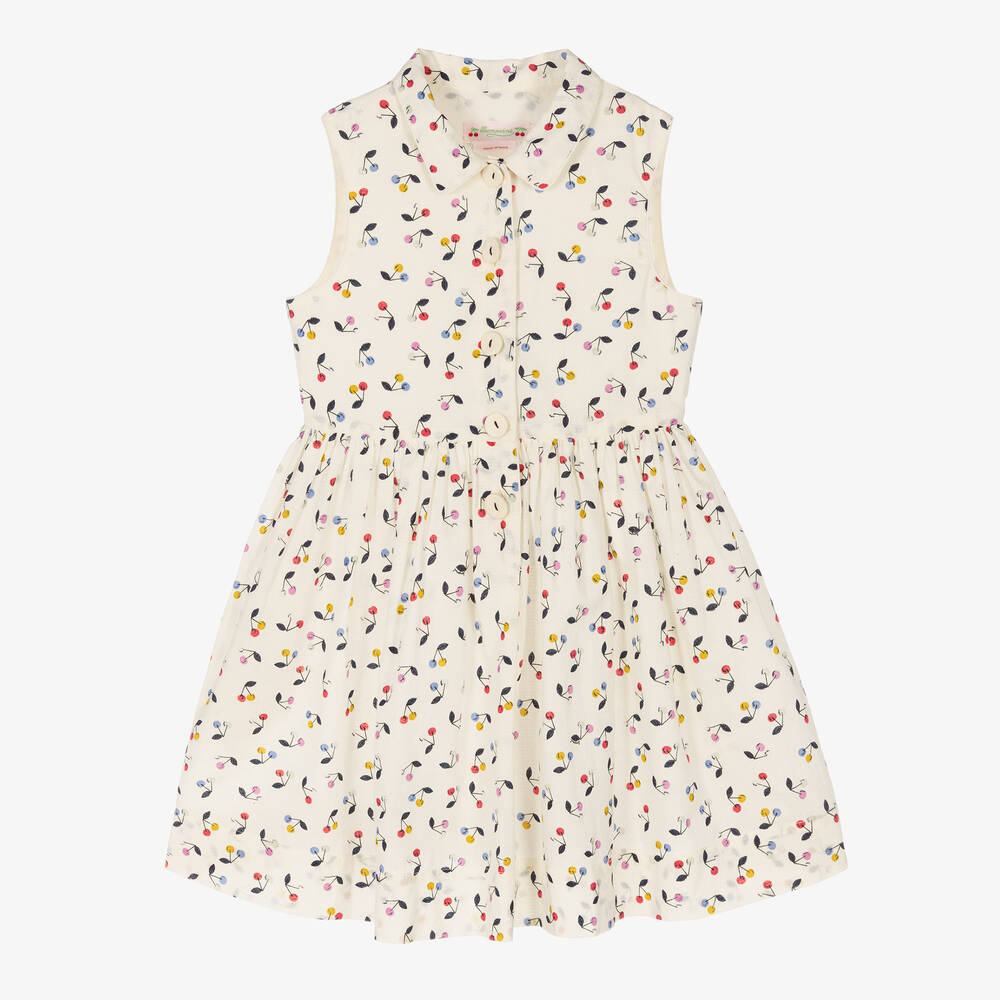 Girls White Logo Cotton Dress