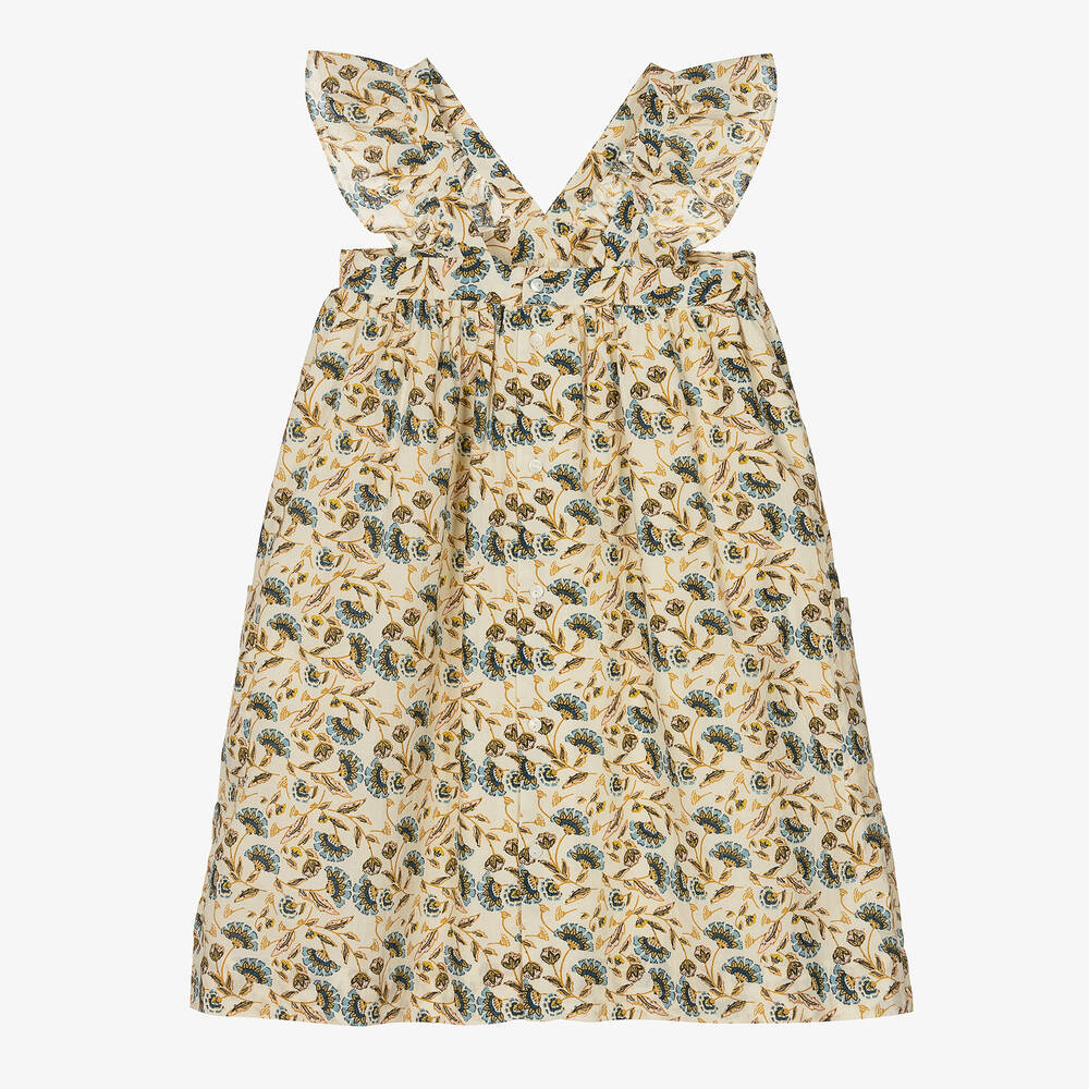 Girls Ivory Floral Cotton Dress