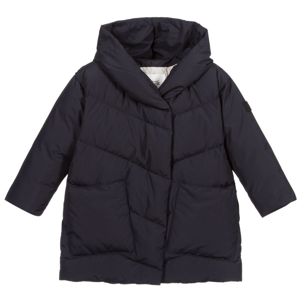 Girls Navy Padded Down Jacket