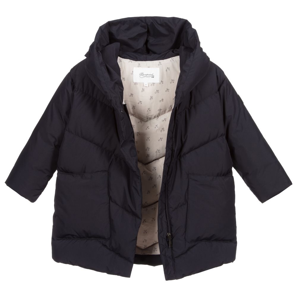 Girls Navy Padded Down Jacket