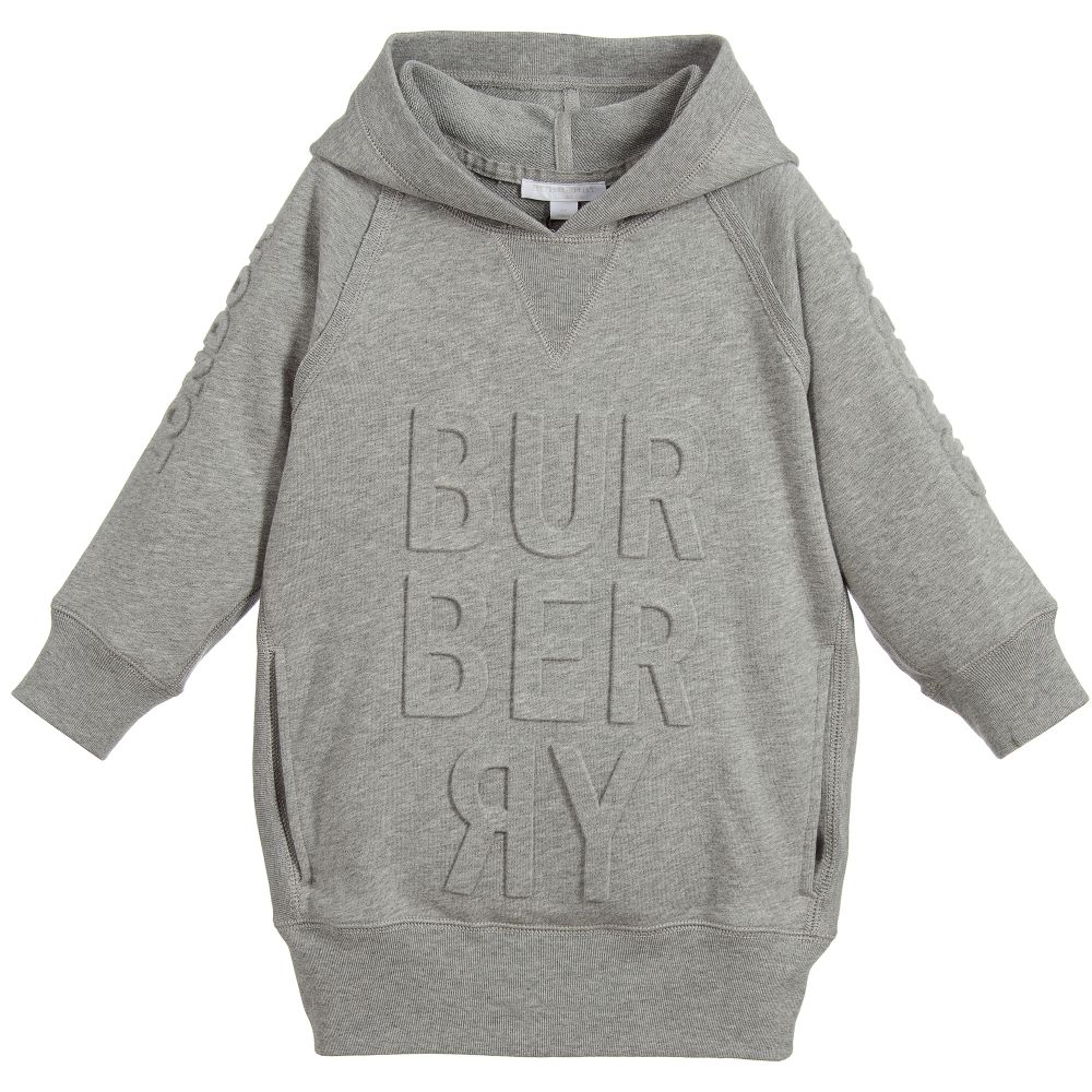 Girls Grey Melange Cotton Dress