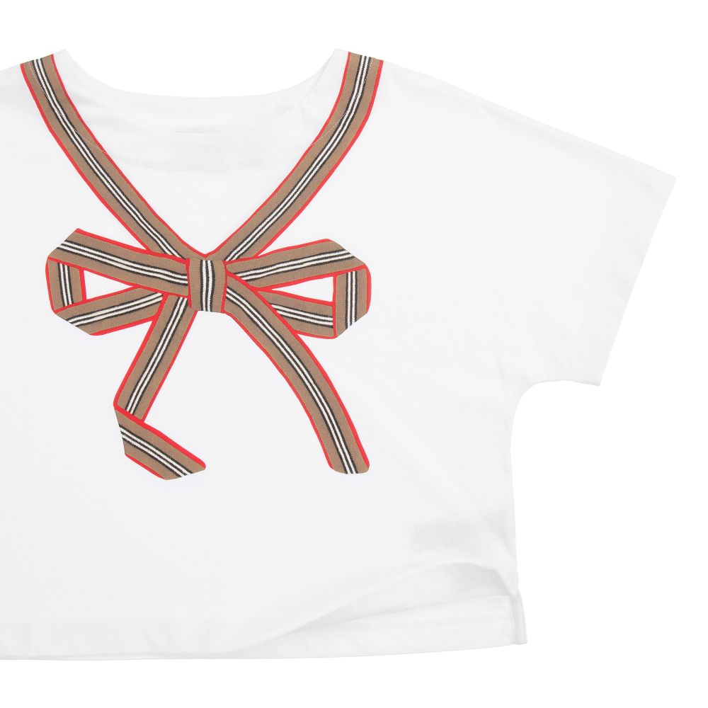 Girls White Cotton T-Shirt