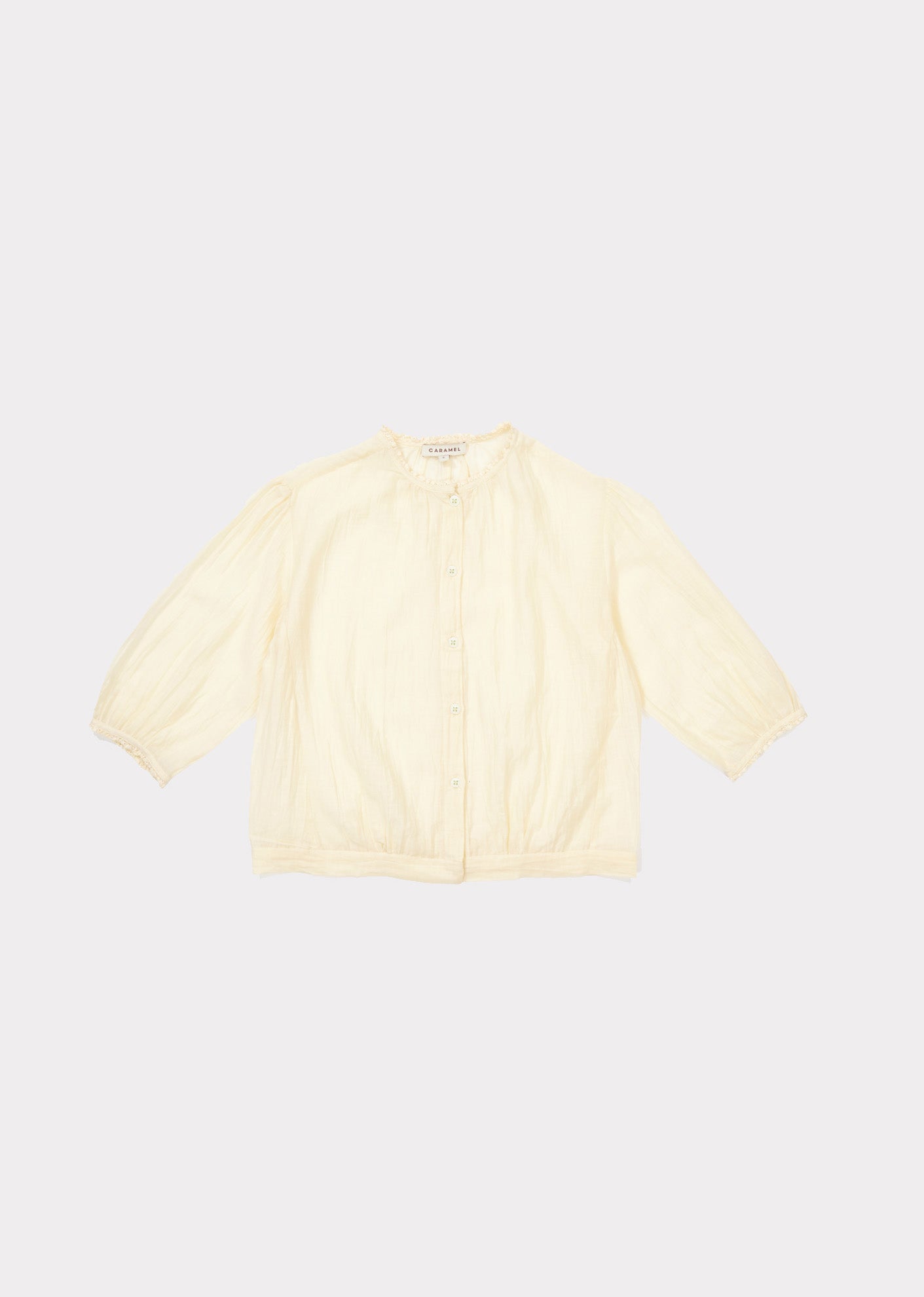 Girls Pale Yellow Cotton Woven Blouse