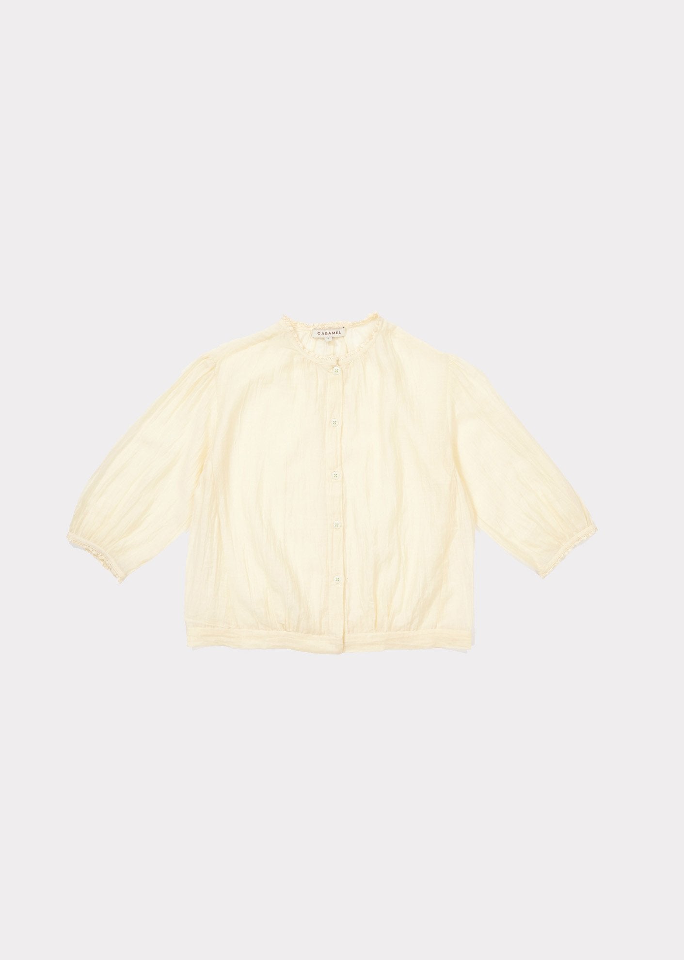 Girls Pale Yellow Cotton Woven Blouse