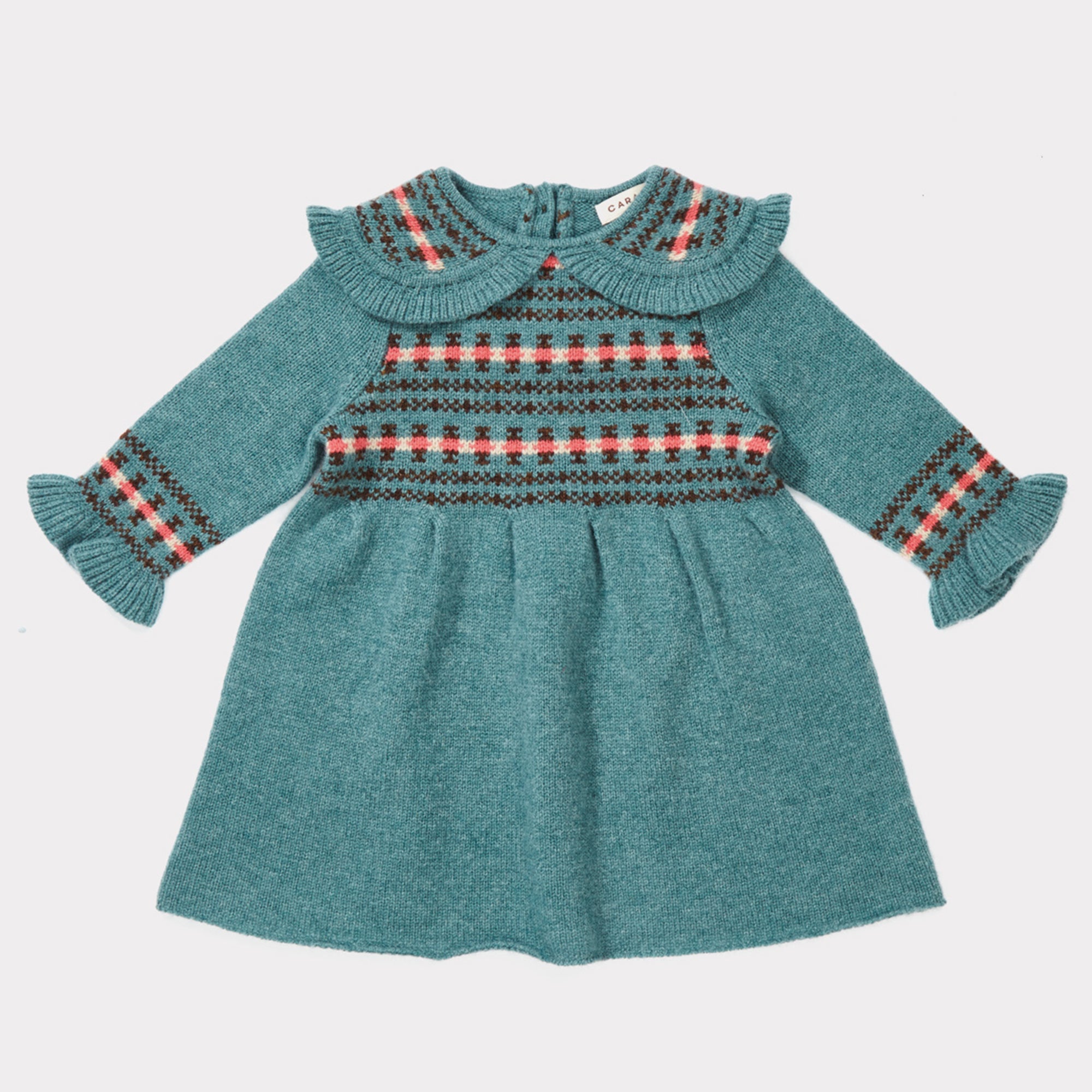 Baby Girls Duck Egg Blue Fairisle Dress