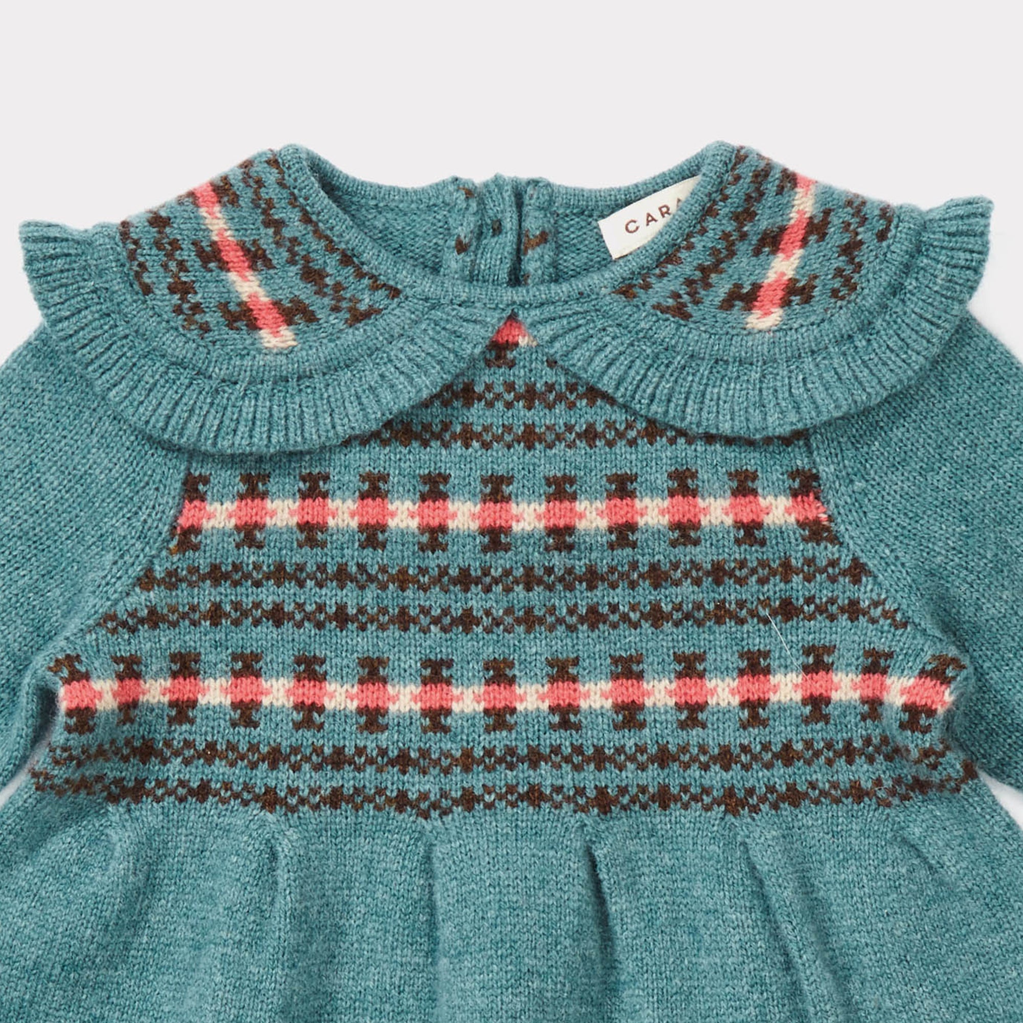 Baby Girls Duck Egg Blue Fairisle Dress