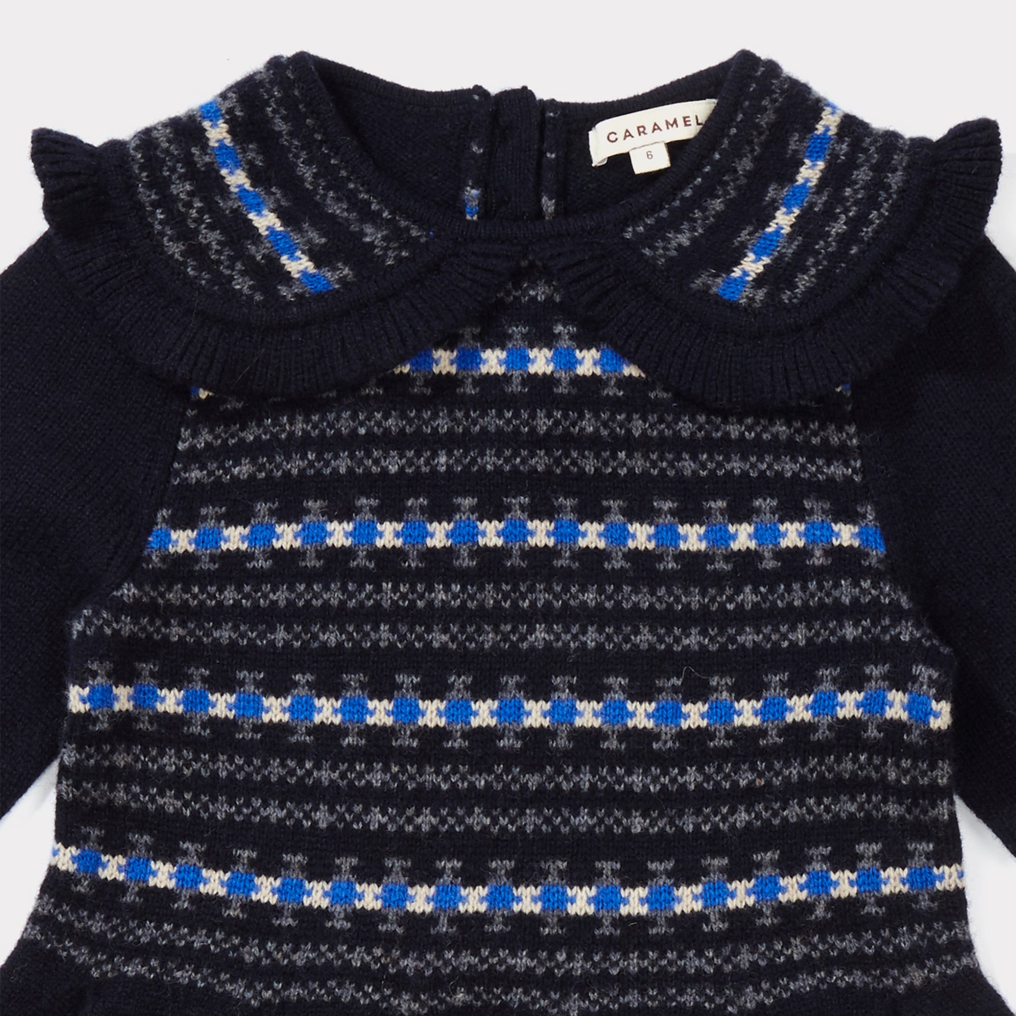 Girls Navy Rairisle Kint Dress