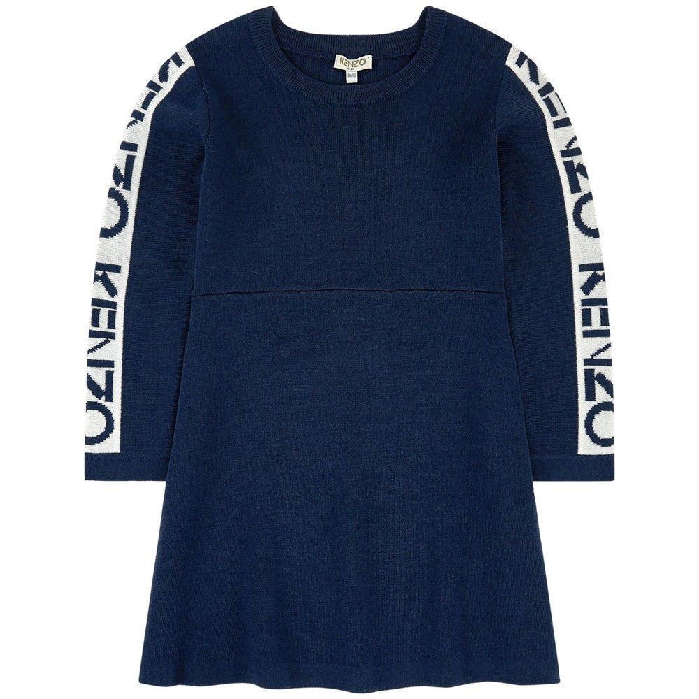 Girls Navy Logo Knit Dress