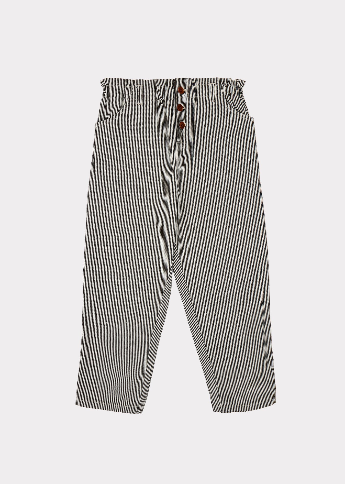 Girls Black & White Stripe Cotton Trousers