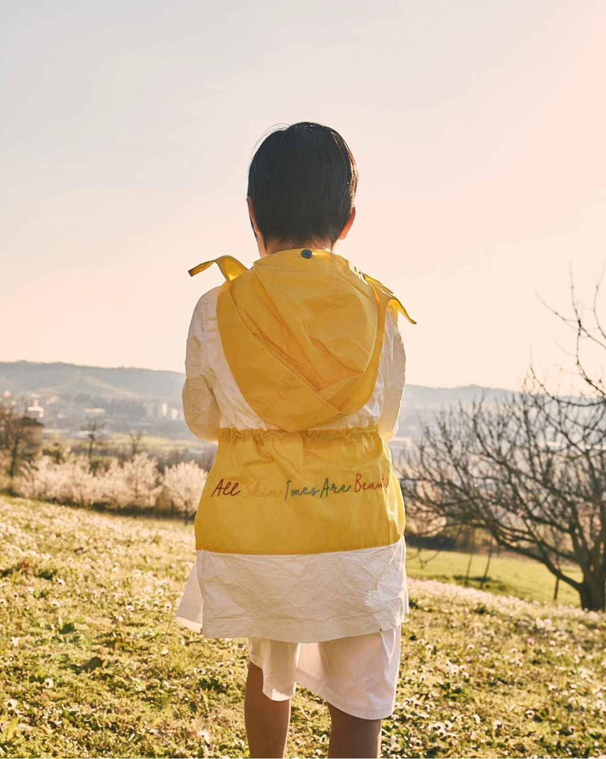 Girls White & Yellow Coat