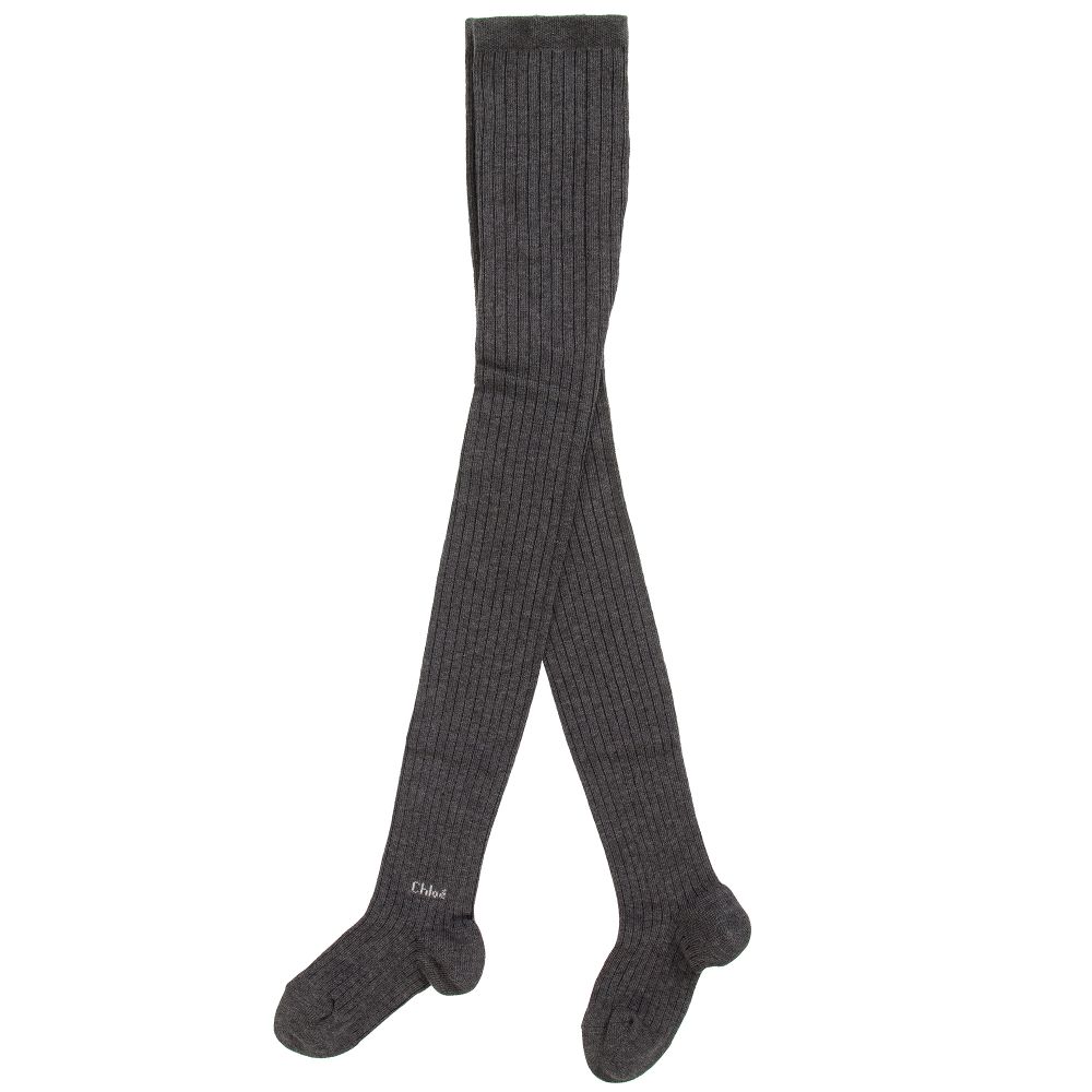 Girls Grey Cotton Tights