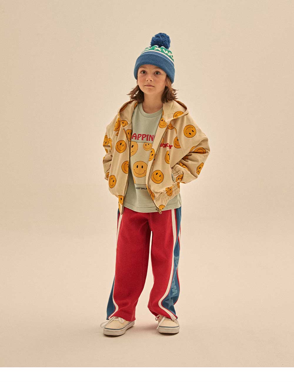Boys & Girls Beige Smile Zip-Up Jacket