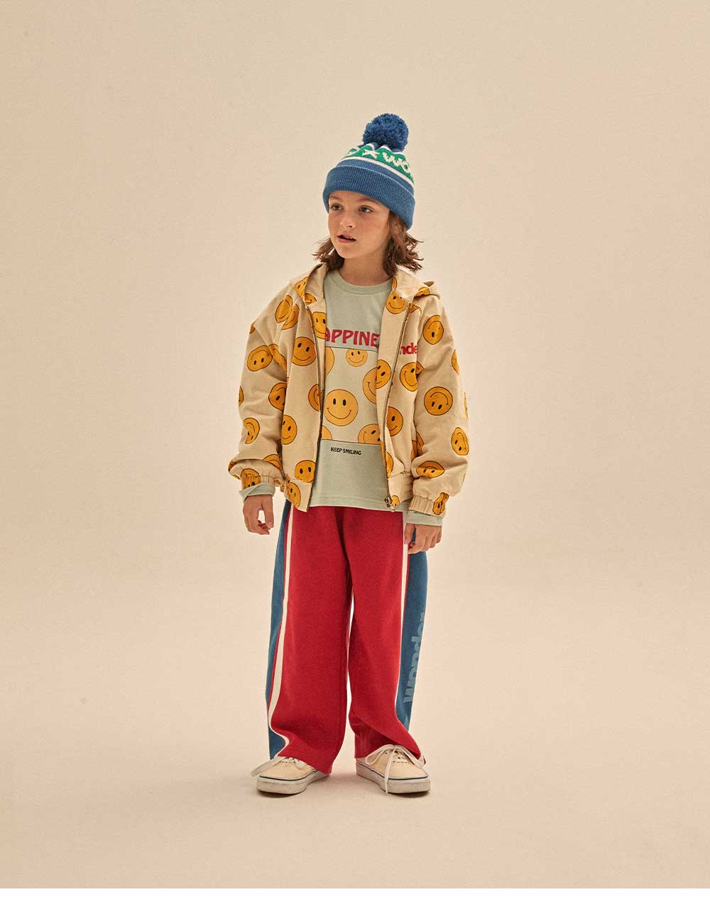 Boys & Girls Beige Smile Zip-Up Jacket