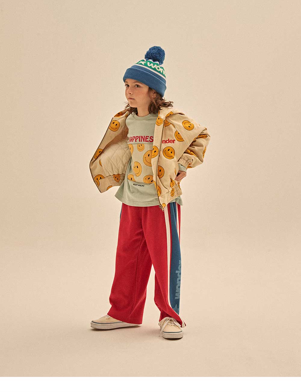 Boys & Girls Beige Smile Zip-Up Jacket