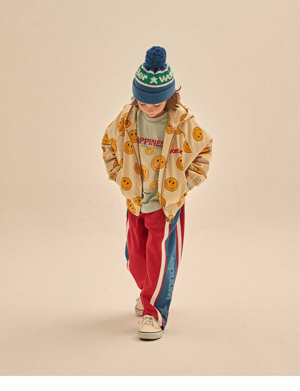 Boys & Girls Beige Smile Zip-Up Jacket