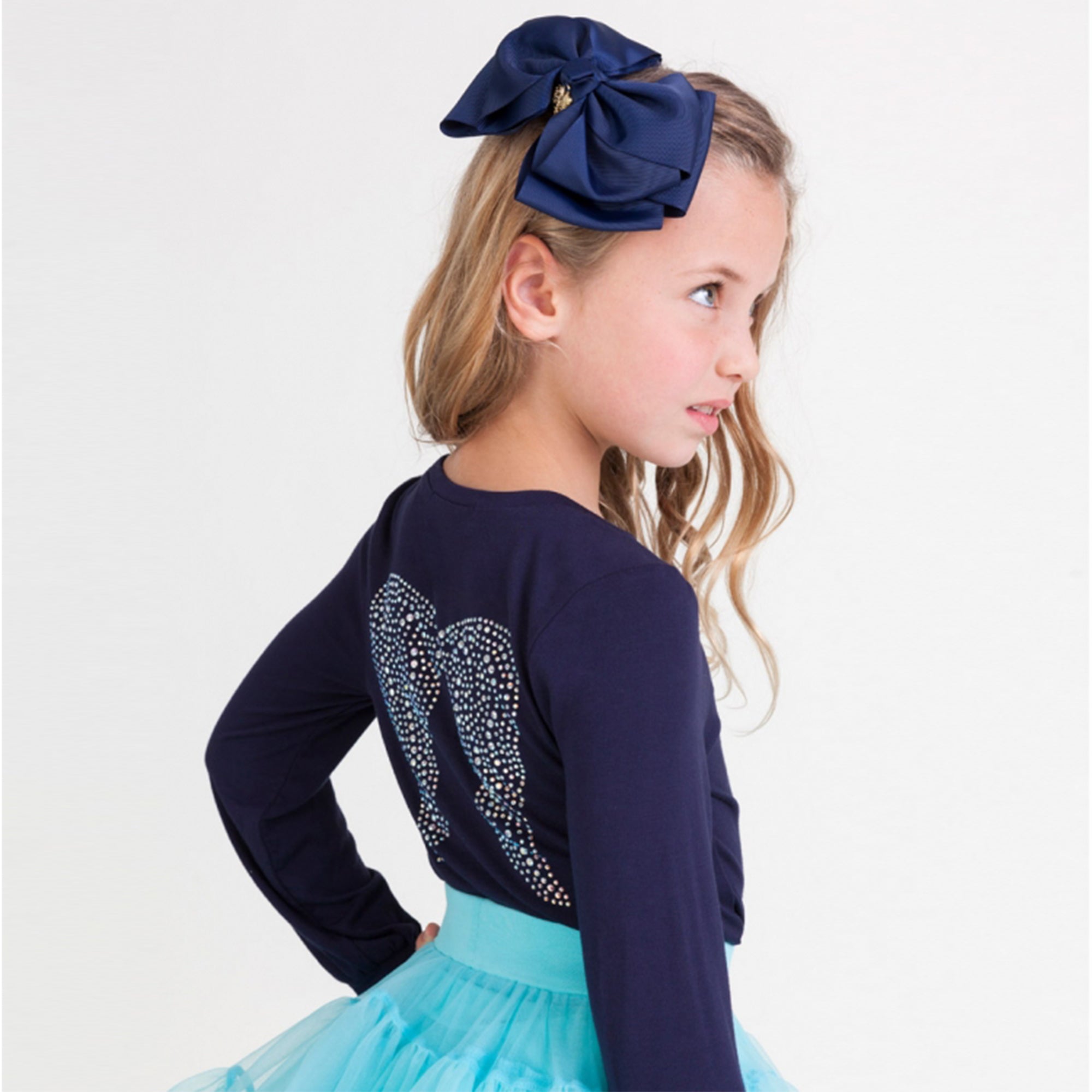 Girls Navy Knitted T-shirt