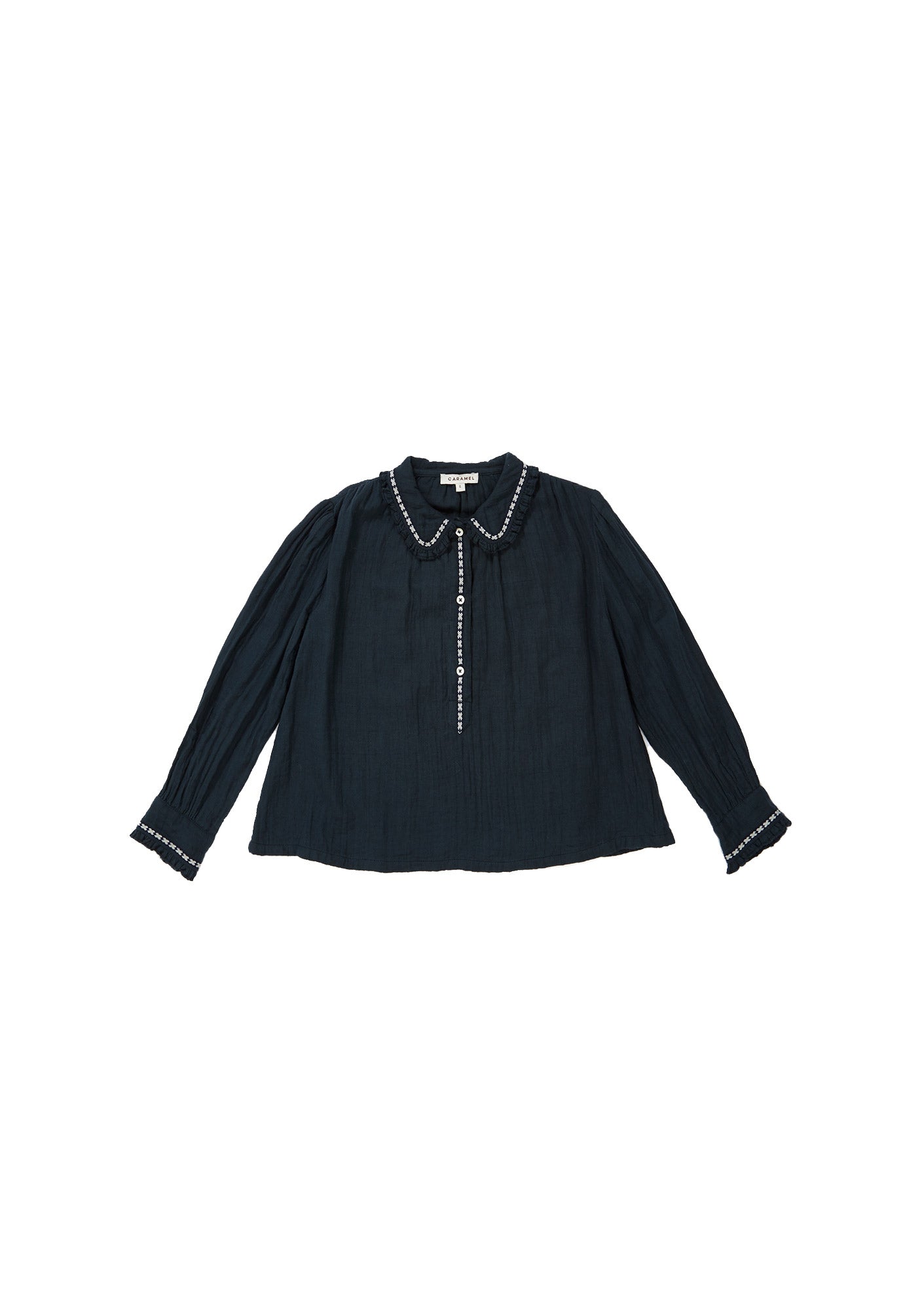 Girls Dark Blue Cotton Shirt