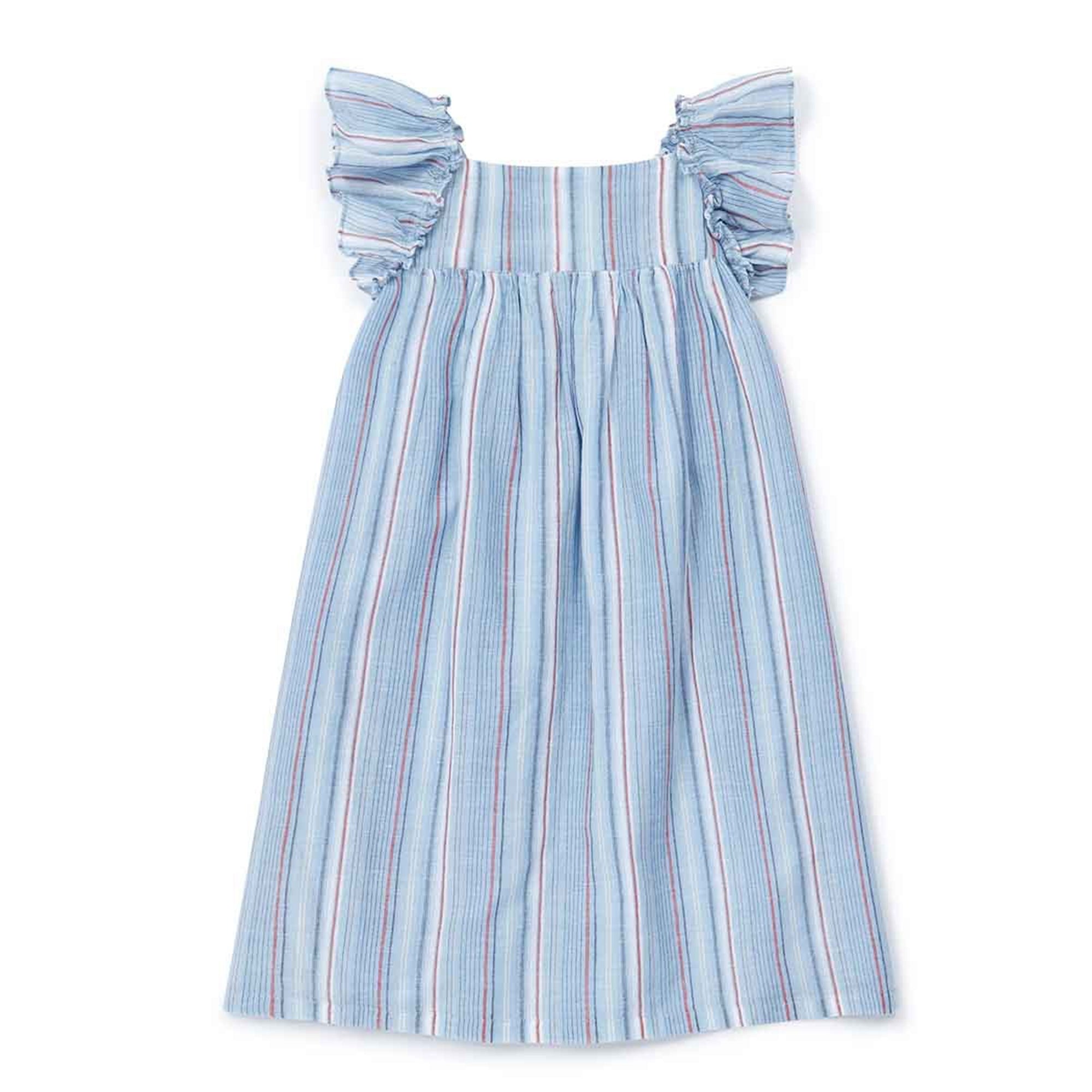 Girls Blue Stripes Cotton Dress