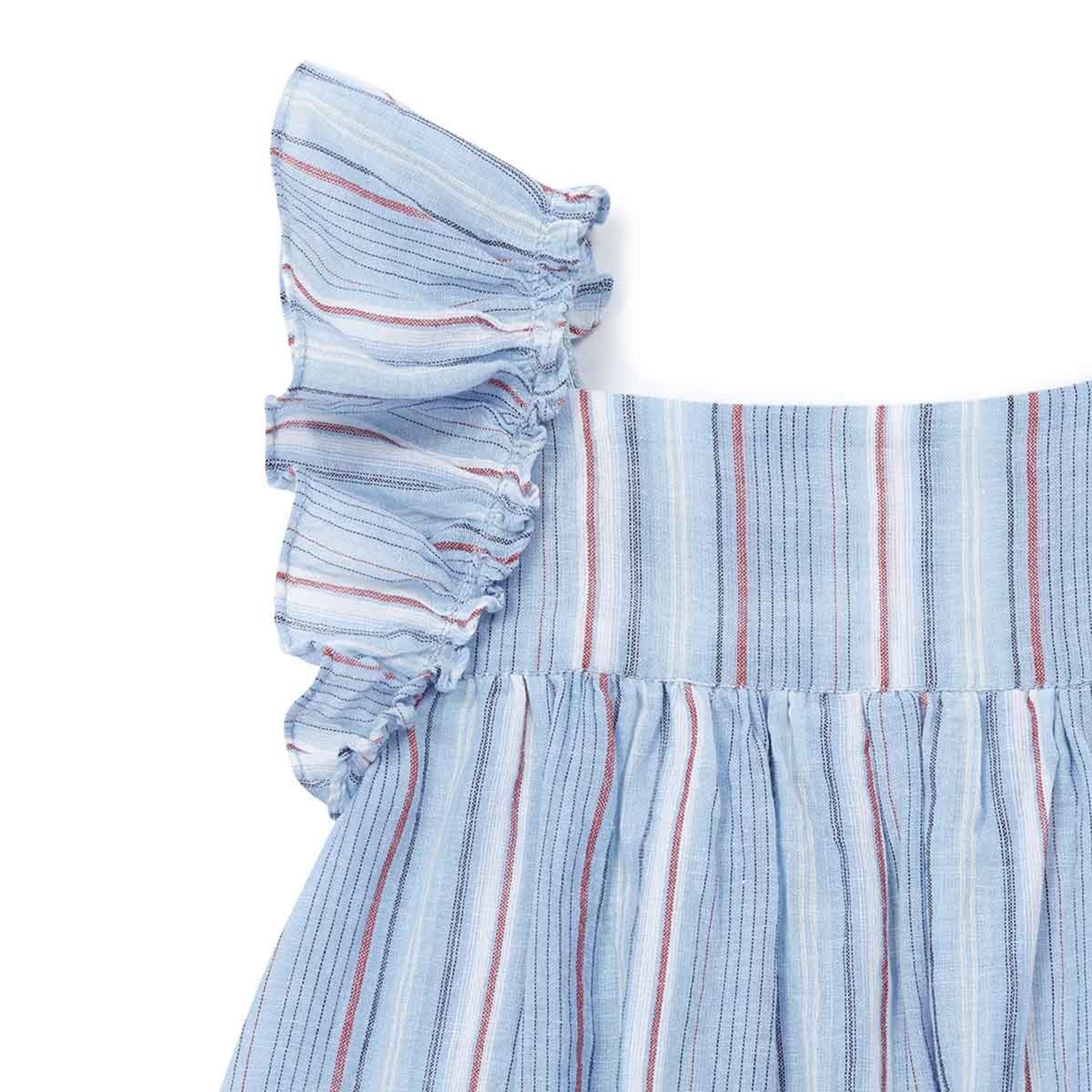 Girls Blue Stripes Cotton Dress