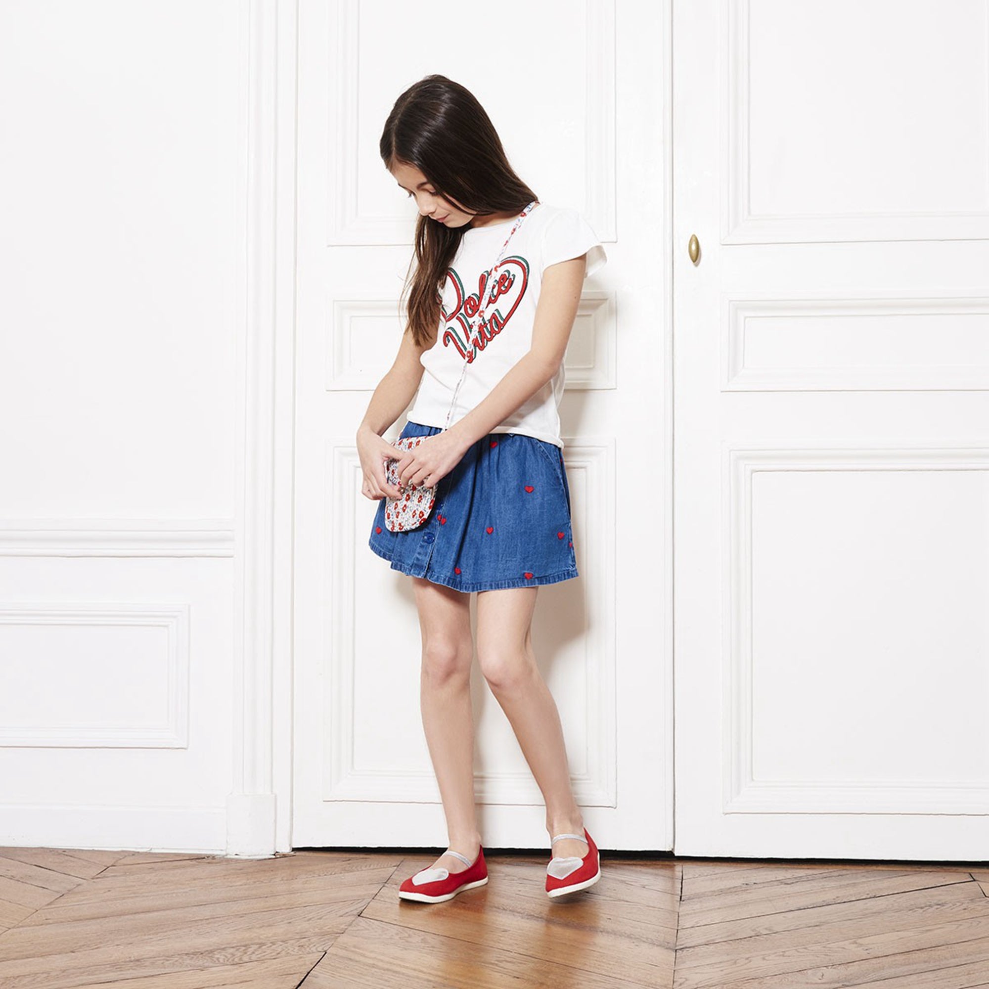 Girls Denim Blue Cotton Skirt