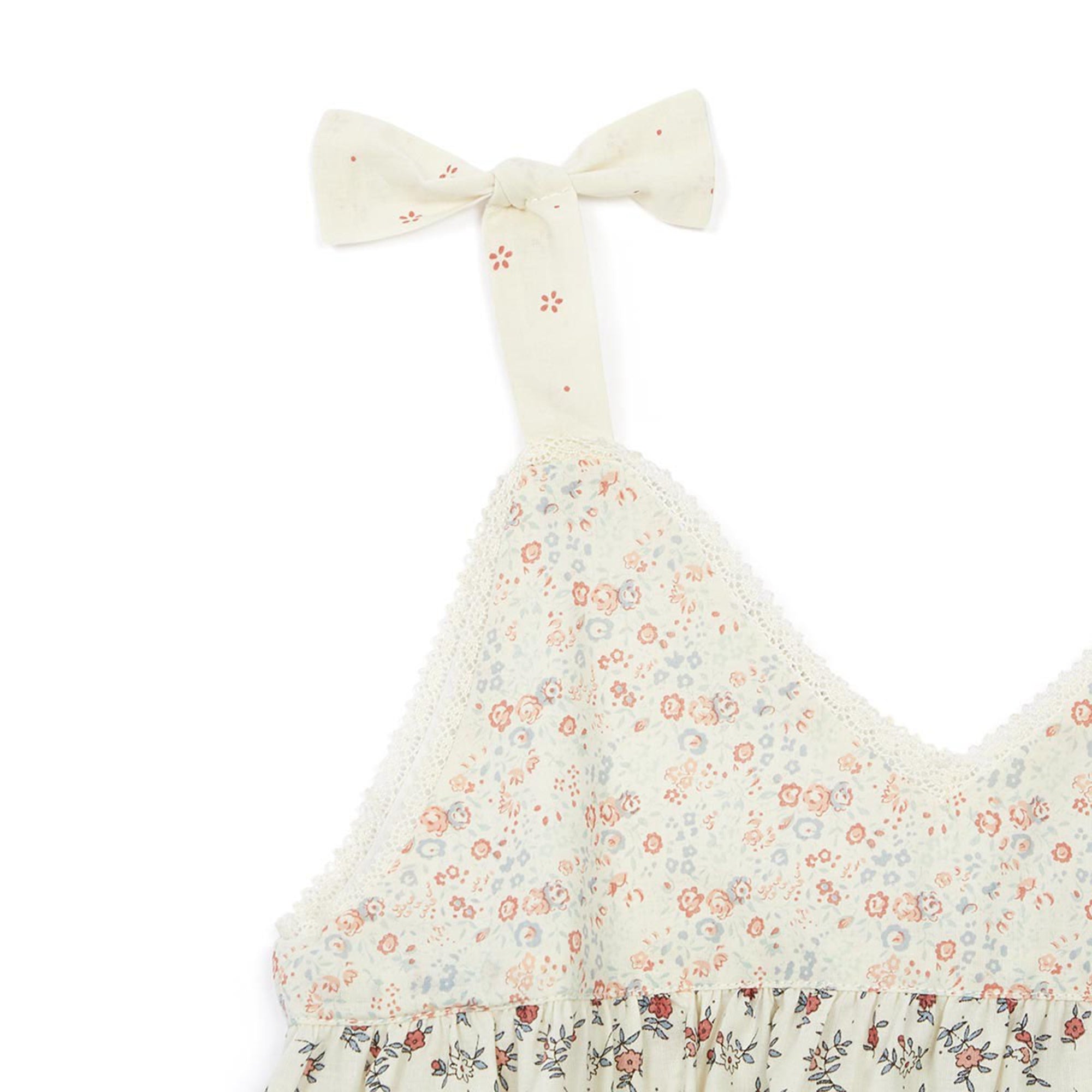 Girls Beige Cotton Flower Top