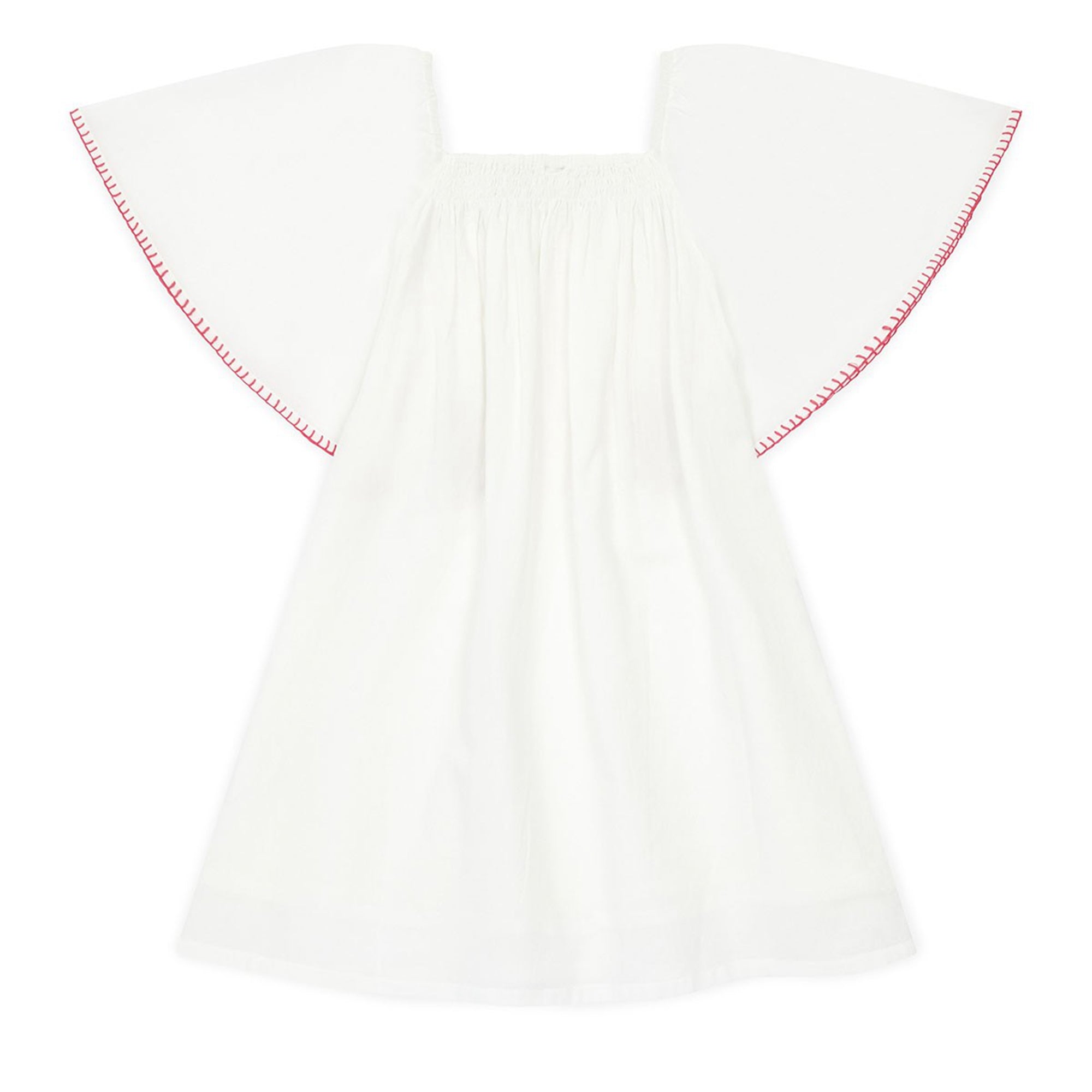 Girls White Cotton Embroidered Dress