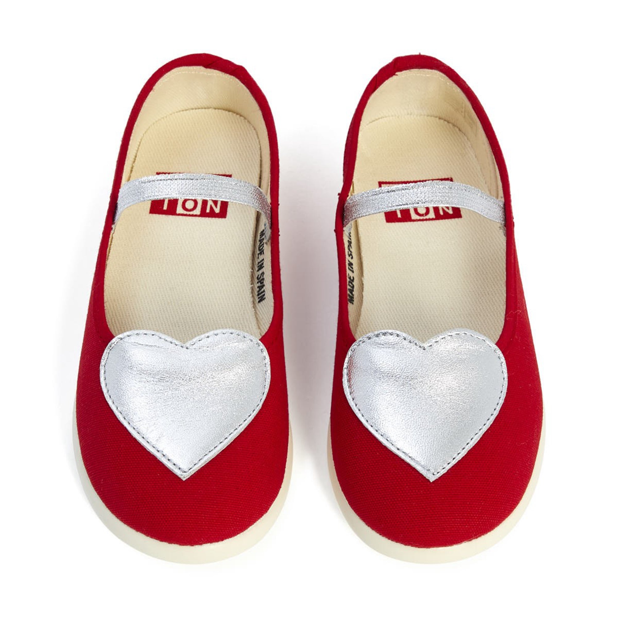 Girls Red Cotton Hearts Slippers