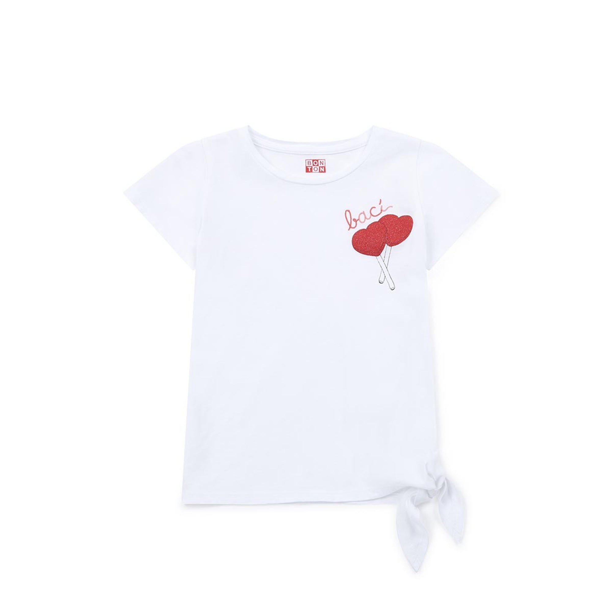 Girls White Cotton T-shirt