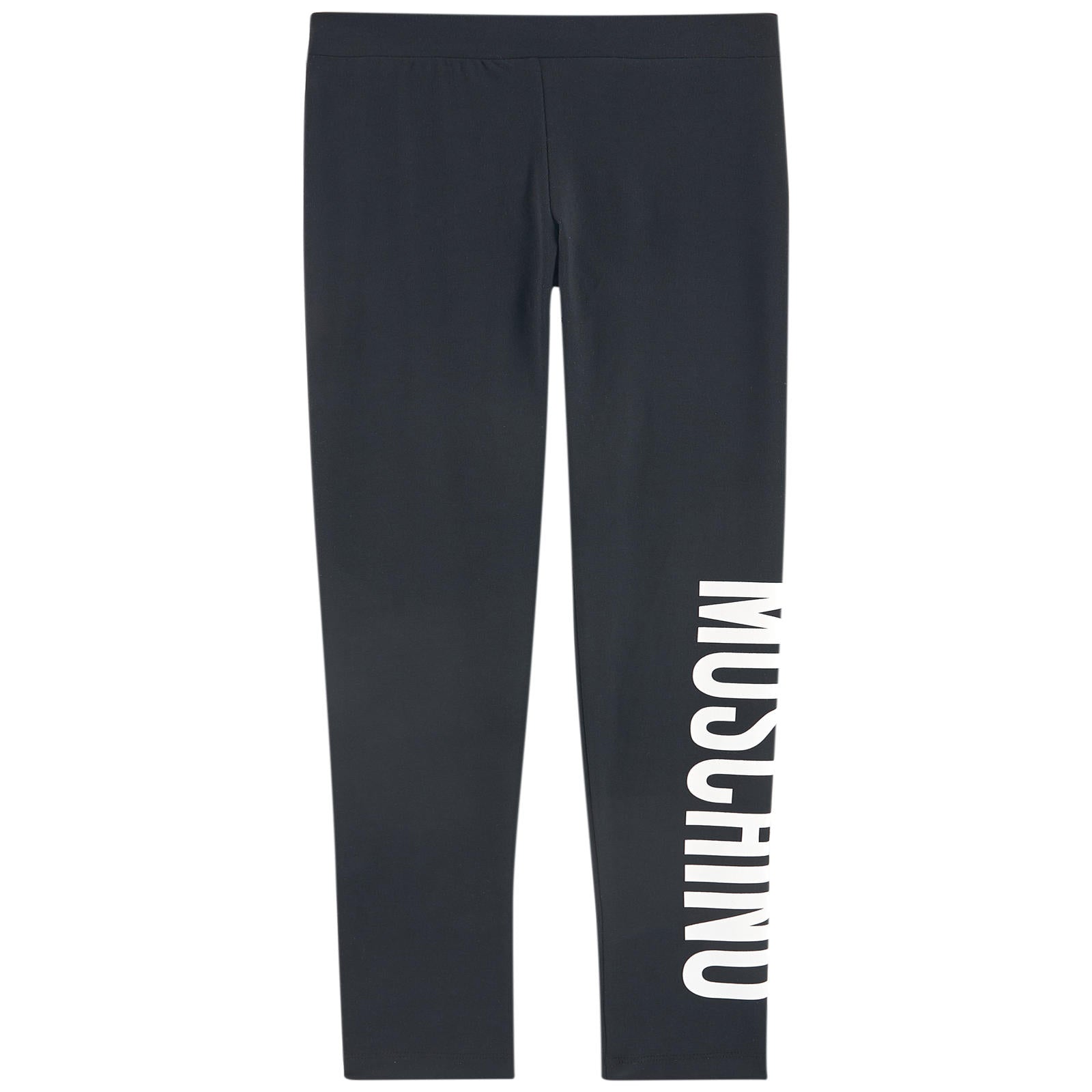 Baby Girls Black Logo Cotton Leggings