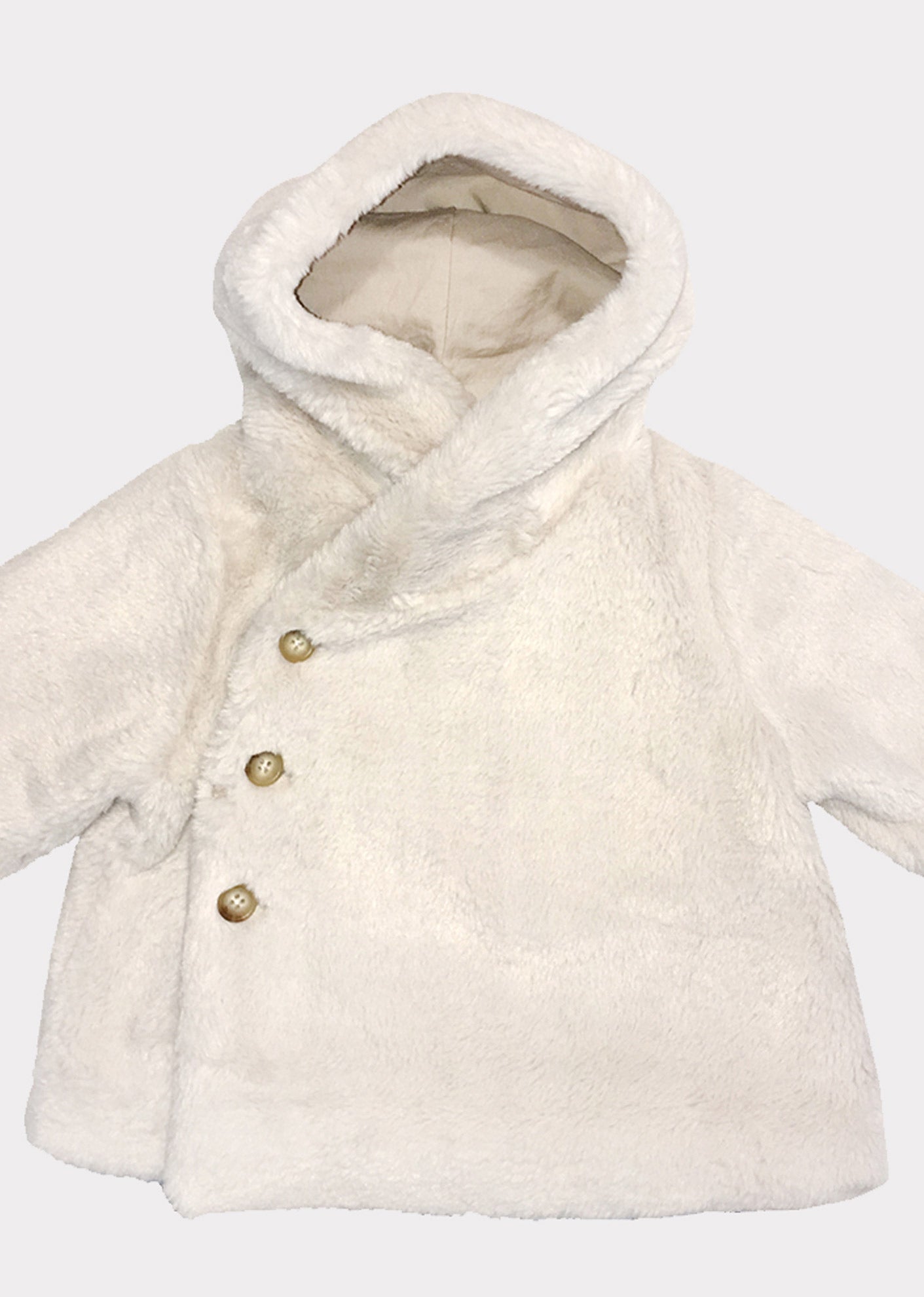 Baby Girls White Hooded Coat