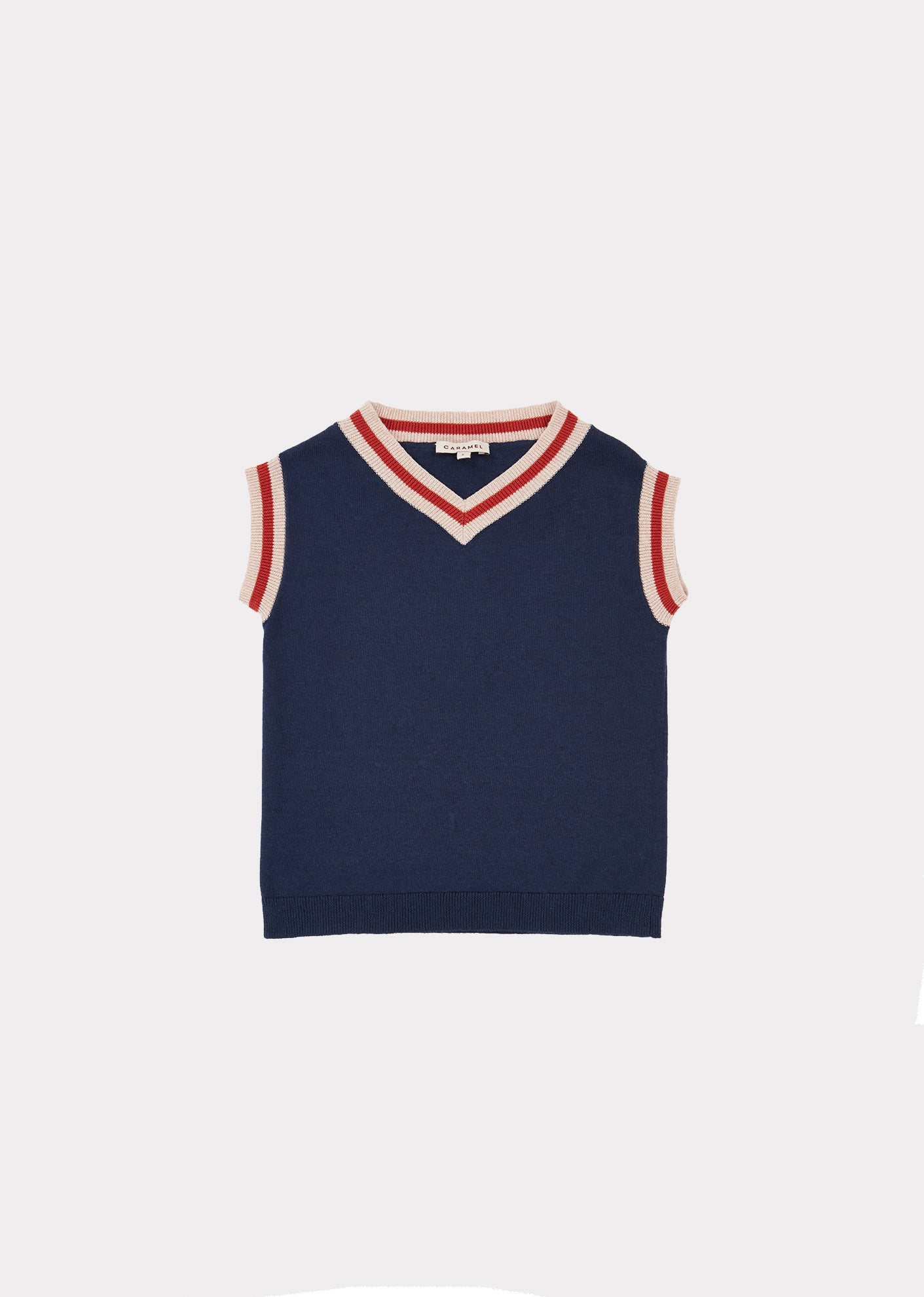Girls Navy Knit Cotton Vest