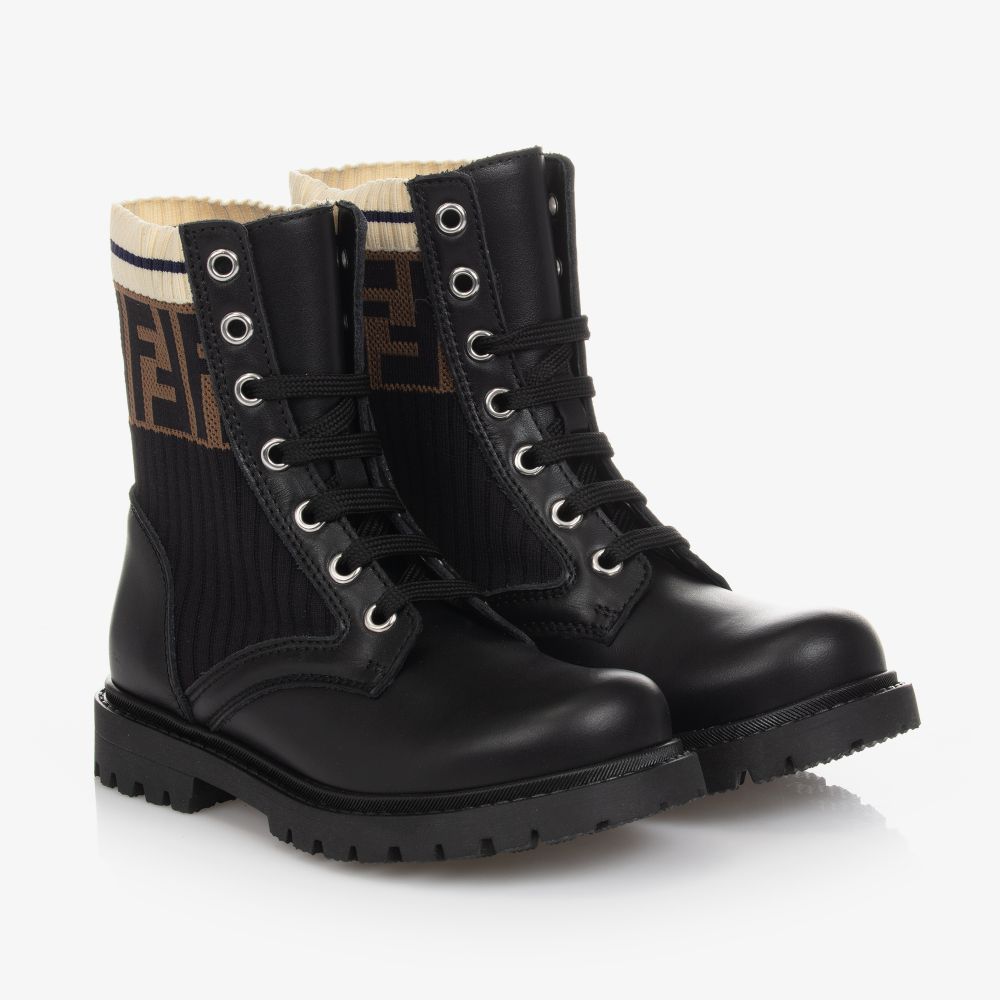 Boys & Girls Black Leather Shoes